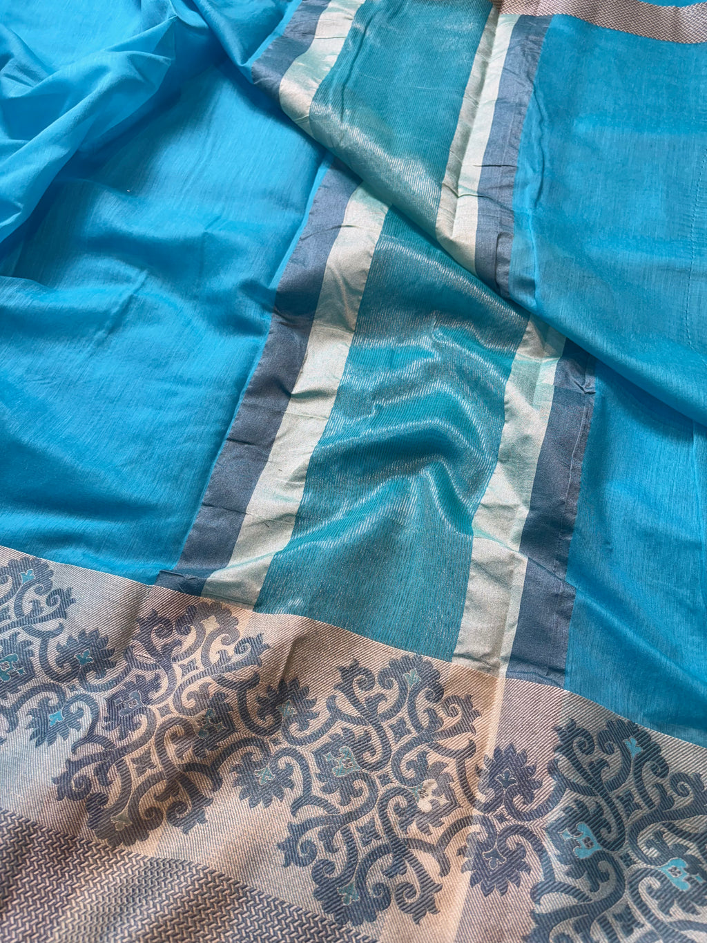 Water Blue Banarasi Fancy Mesrise Saree