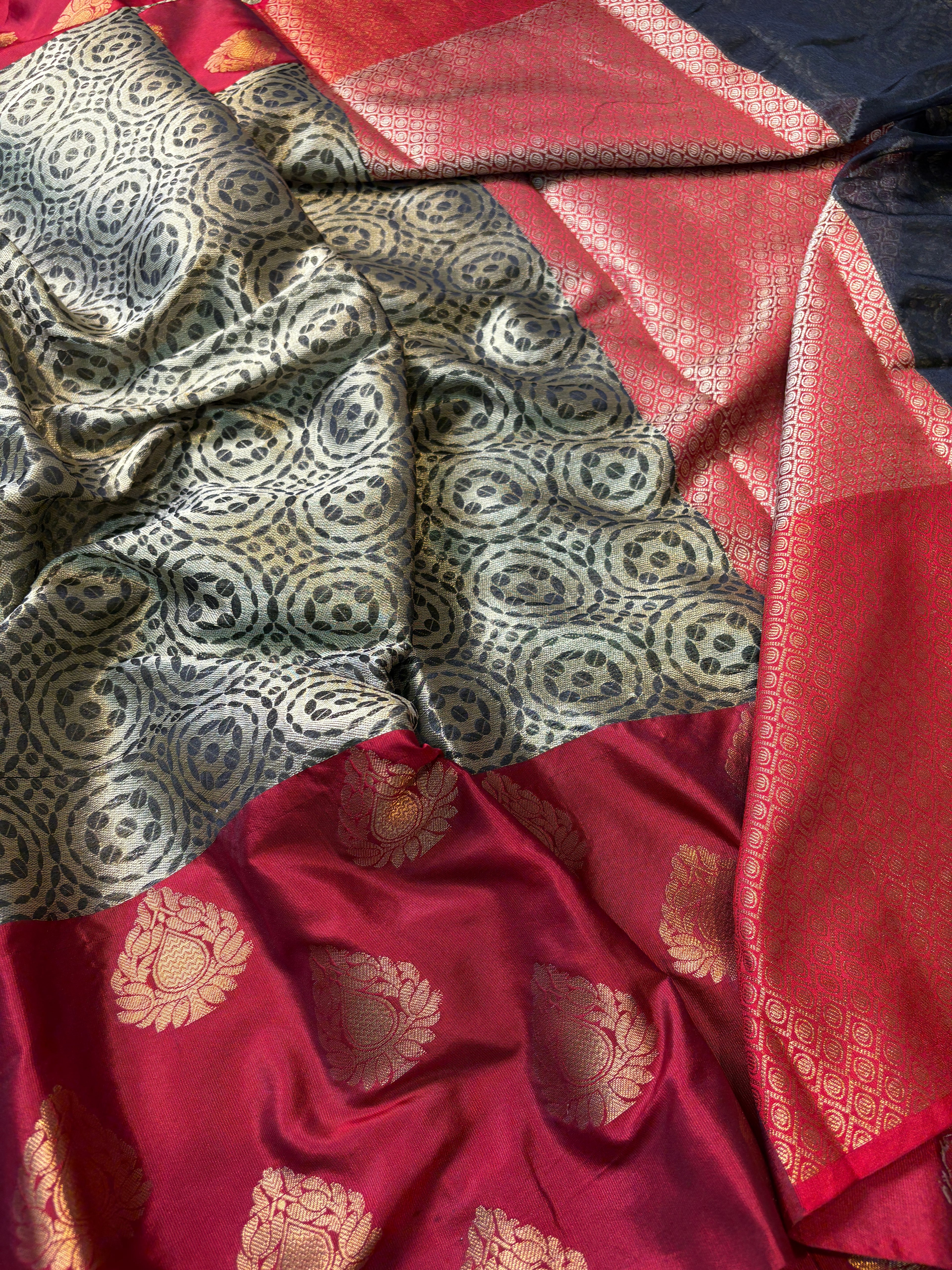 Contrast Banarasi Katan Brocade Silk Saree