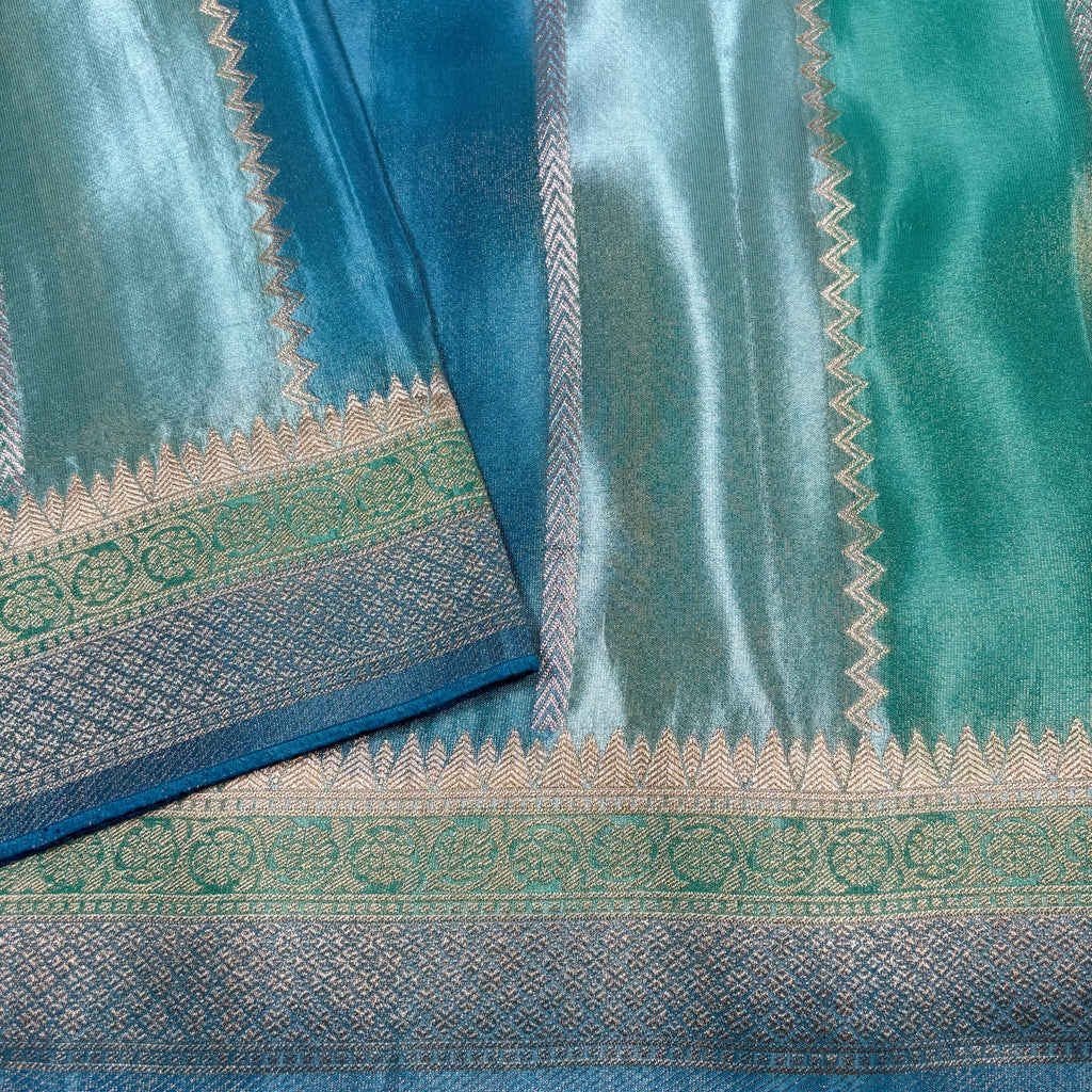 Shi Green Banarasi Rangkat Tissue Georgette Silk Saree