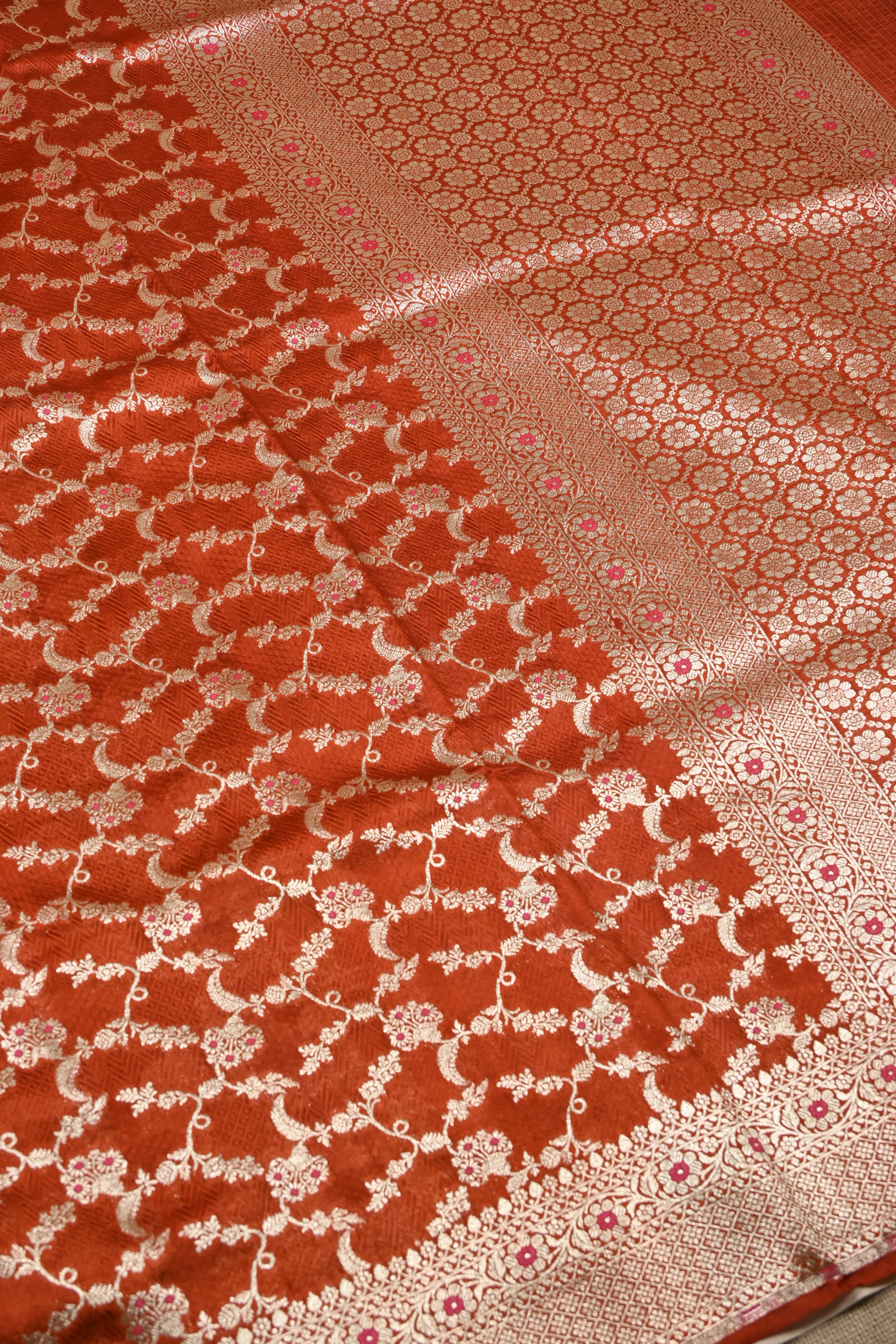 Dusty Orange Pure Banarasi Katan Silk Saree