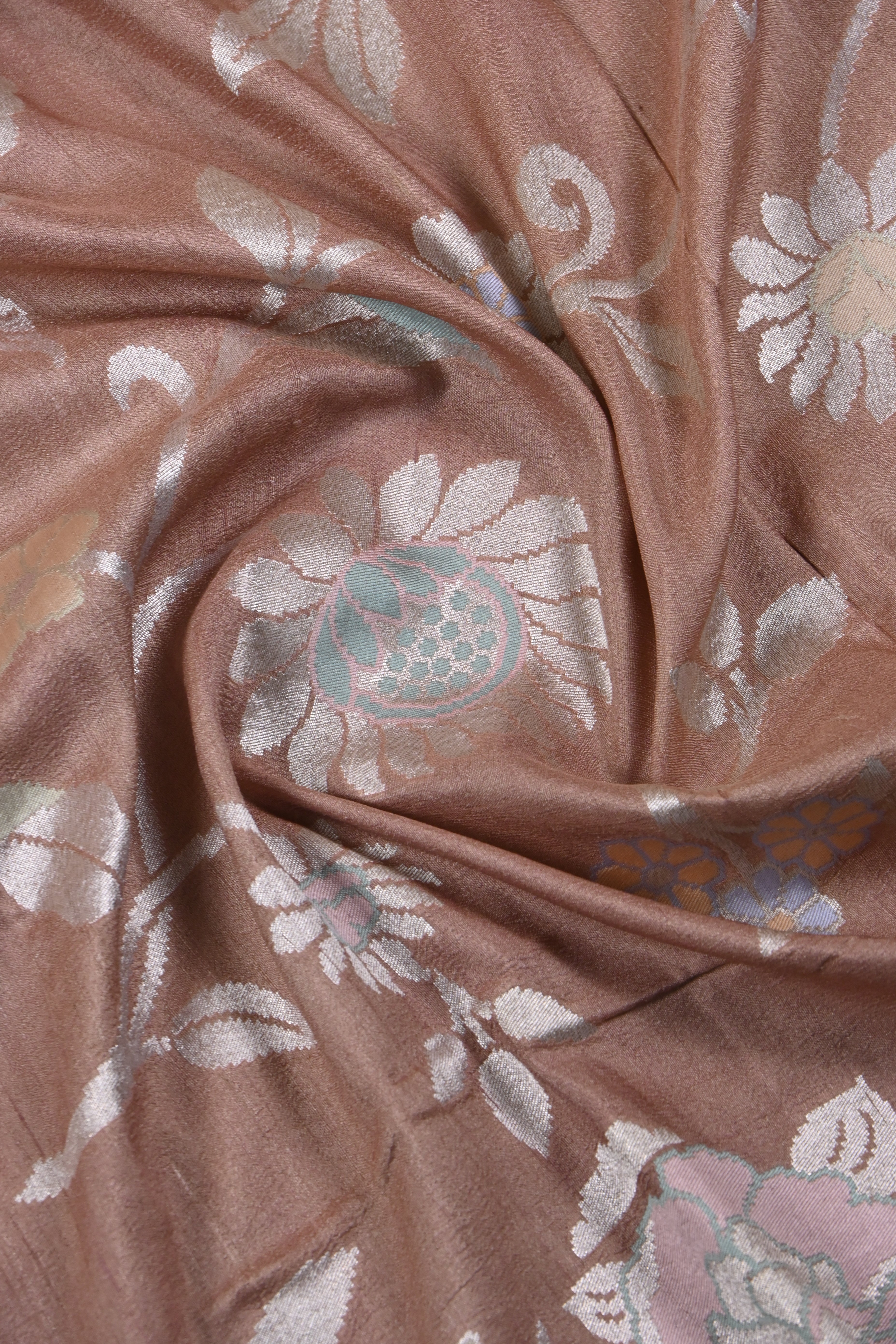 Chocolate Brown Pure Banarasi Tussar Georgette Silk Saree