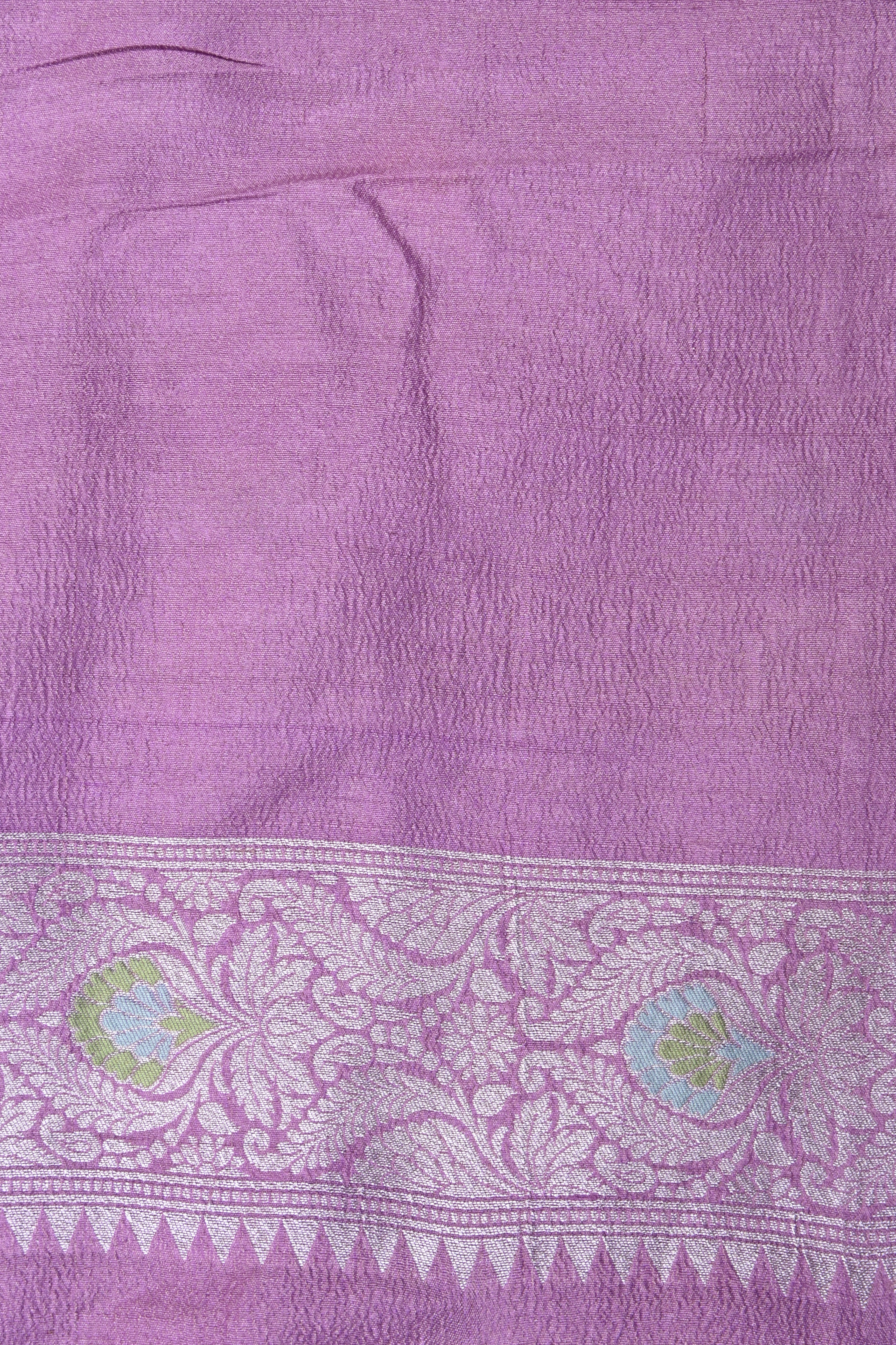Lilac Pure Banarasi Tussar Georgette Silk Saree