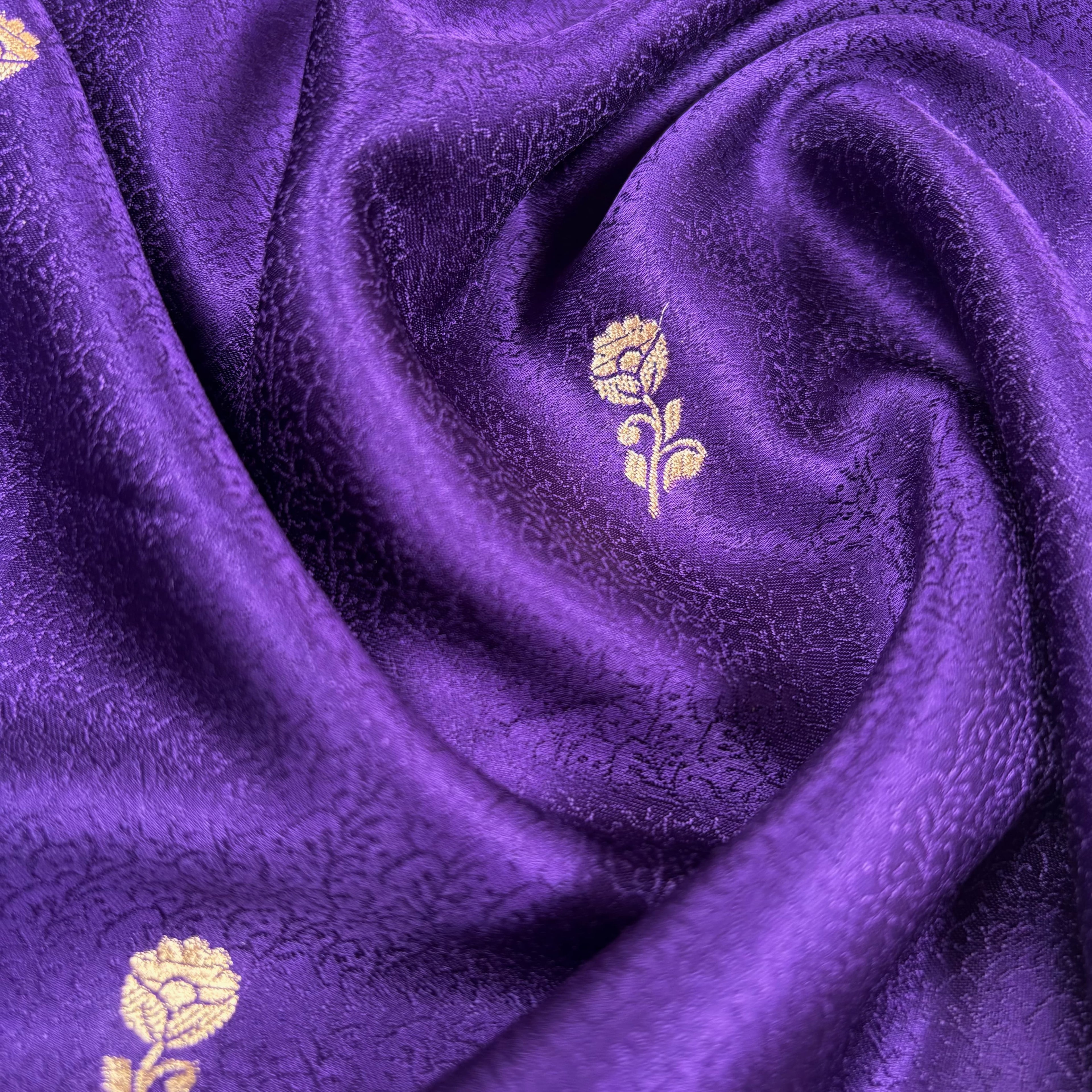 Purple Banarasi Mashru Tanchui Silk Saree