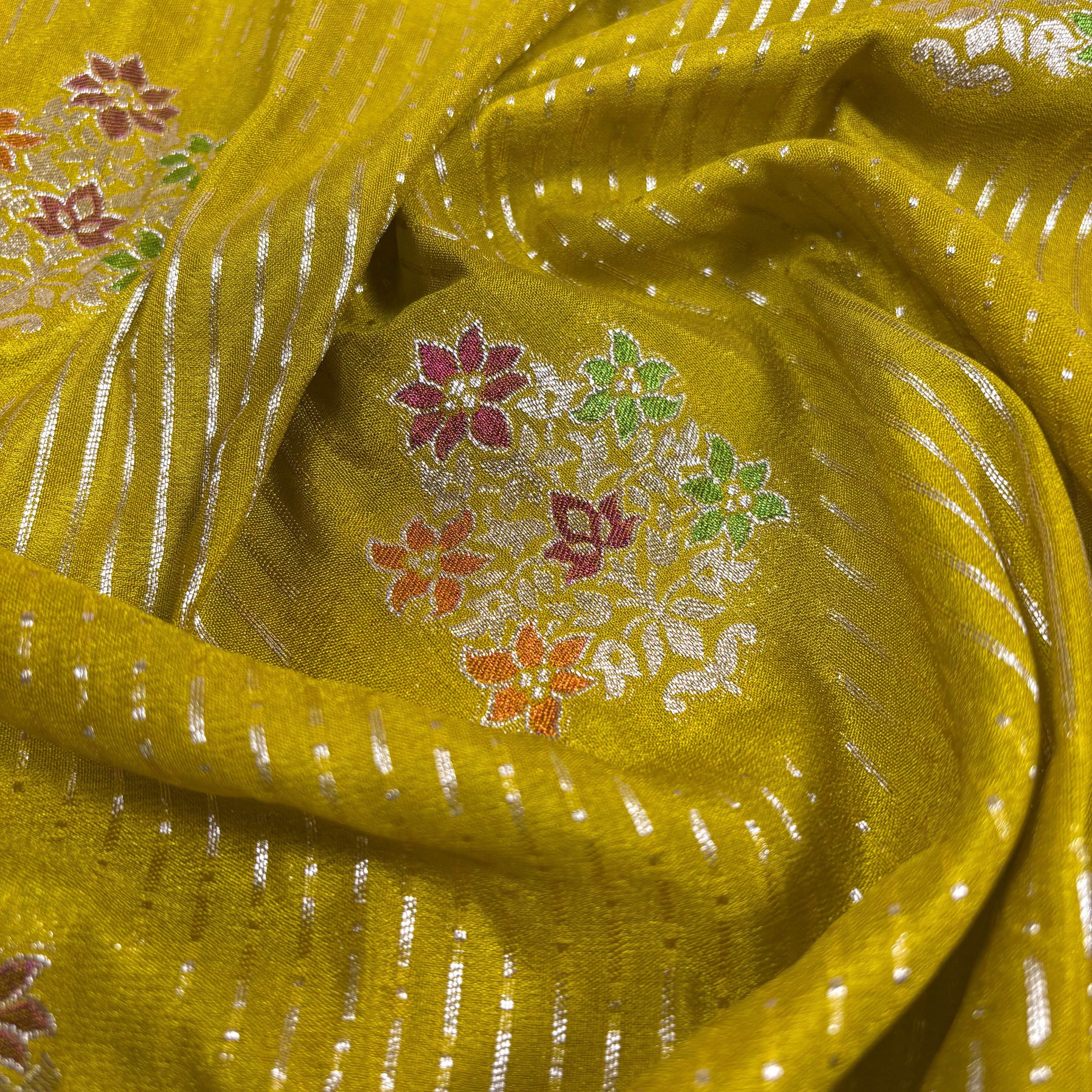 Mustard Yellow Banarasi Katan Georgette Silk Saree