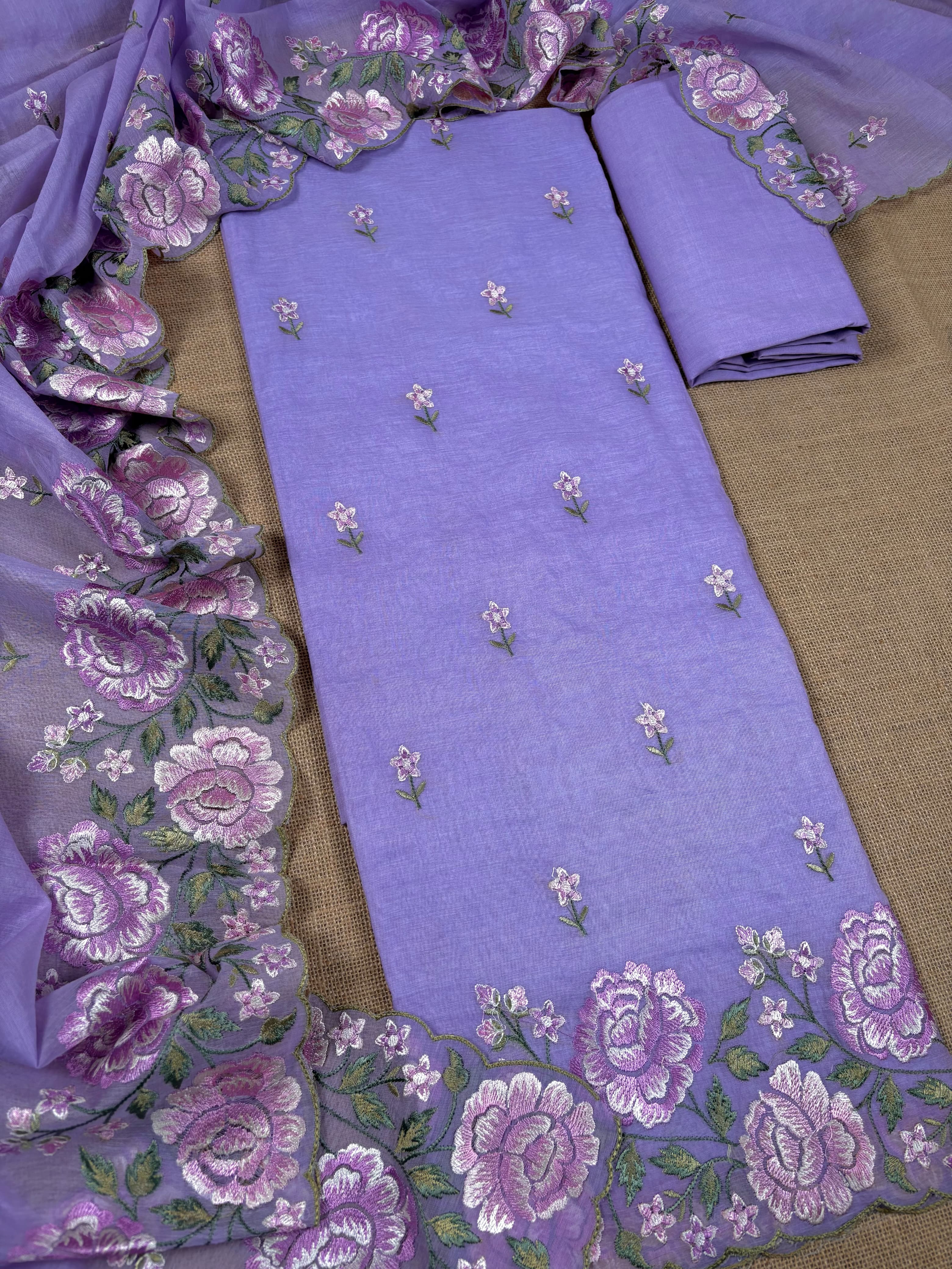 Lavender Banarasi Cotton Suit