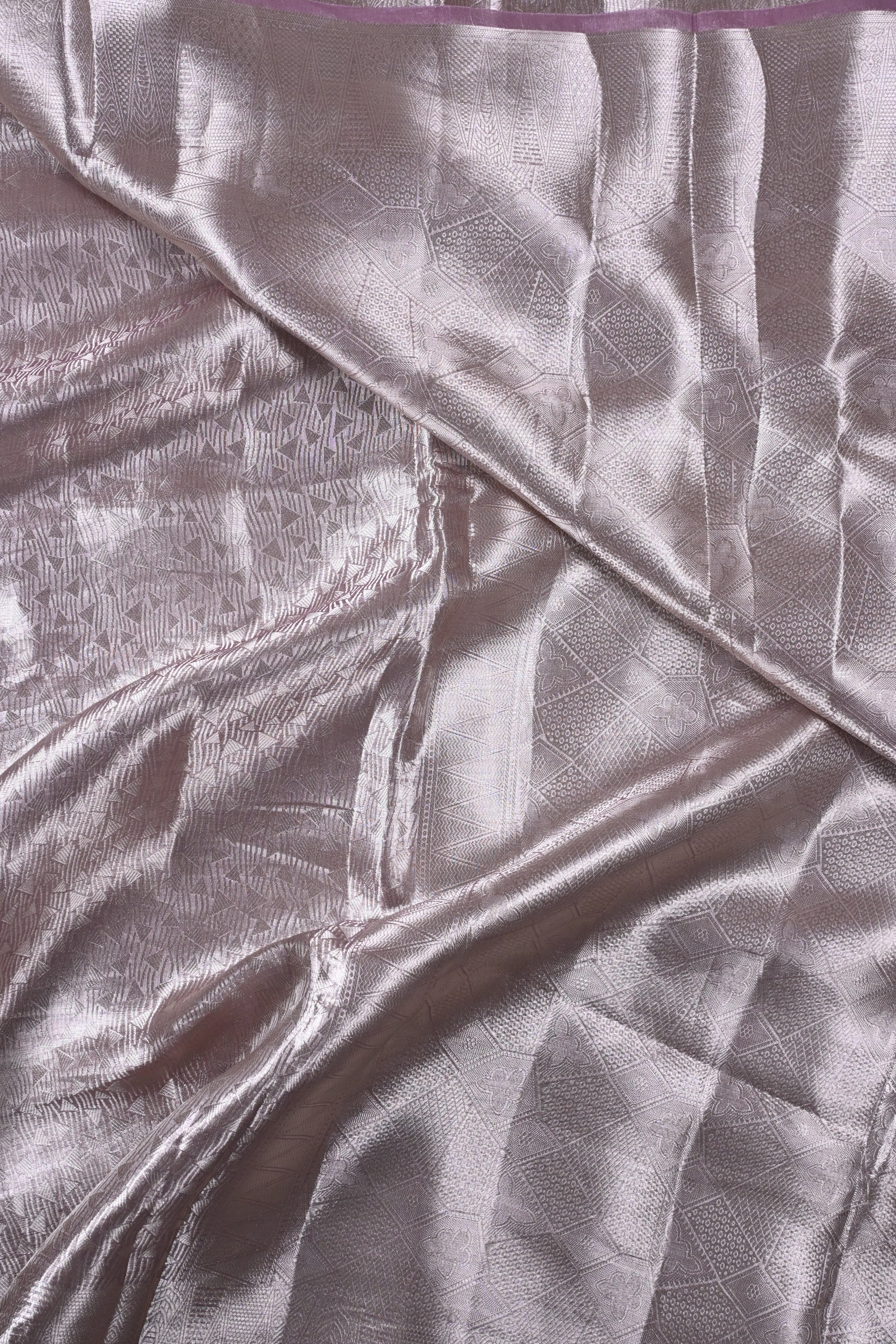 Baby Lilac Pure Banarasi Molten Tissue Silk Saree