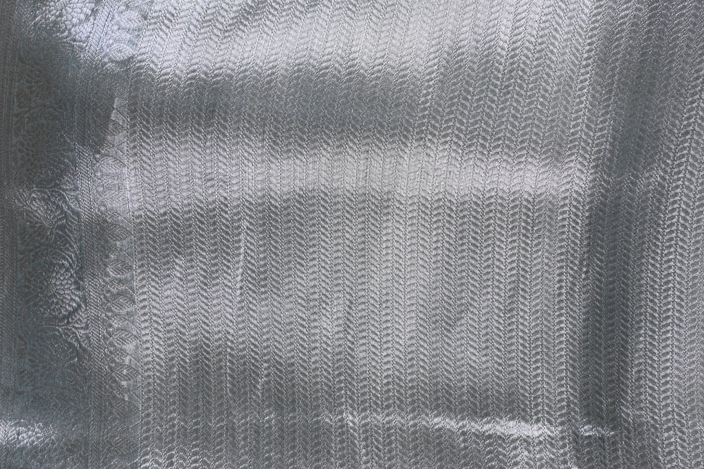 Baby Sky Blue Pure Banarasi Molten Tissue Silk Saree