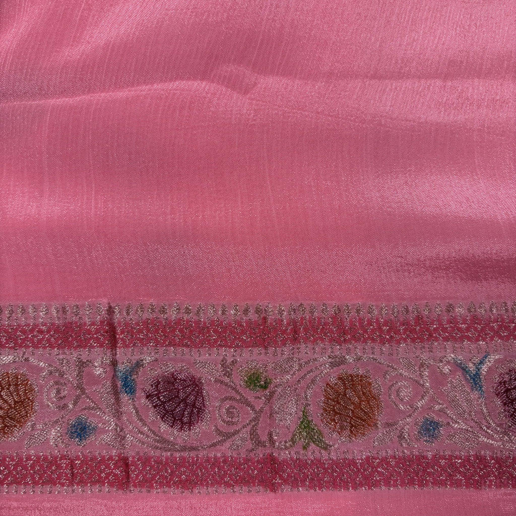 Baby Pink Banarasi Viscose Georgette Silk Saree