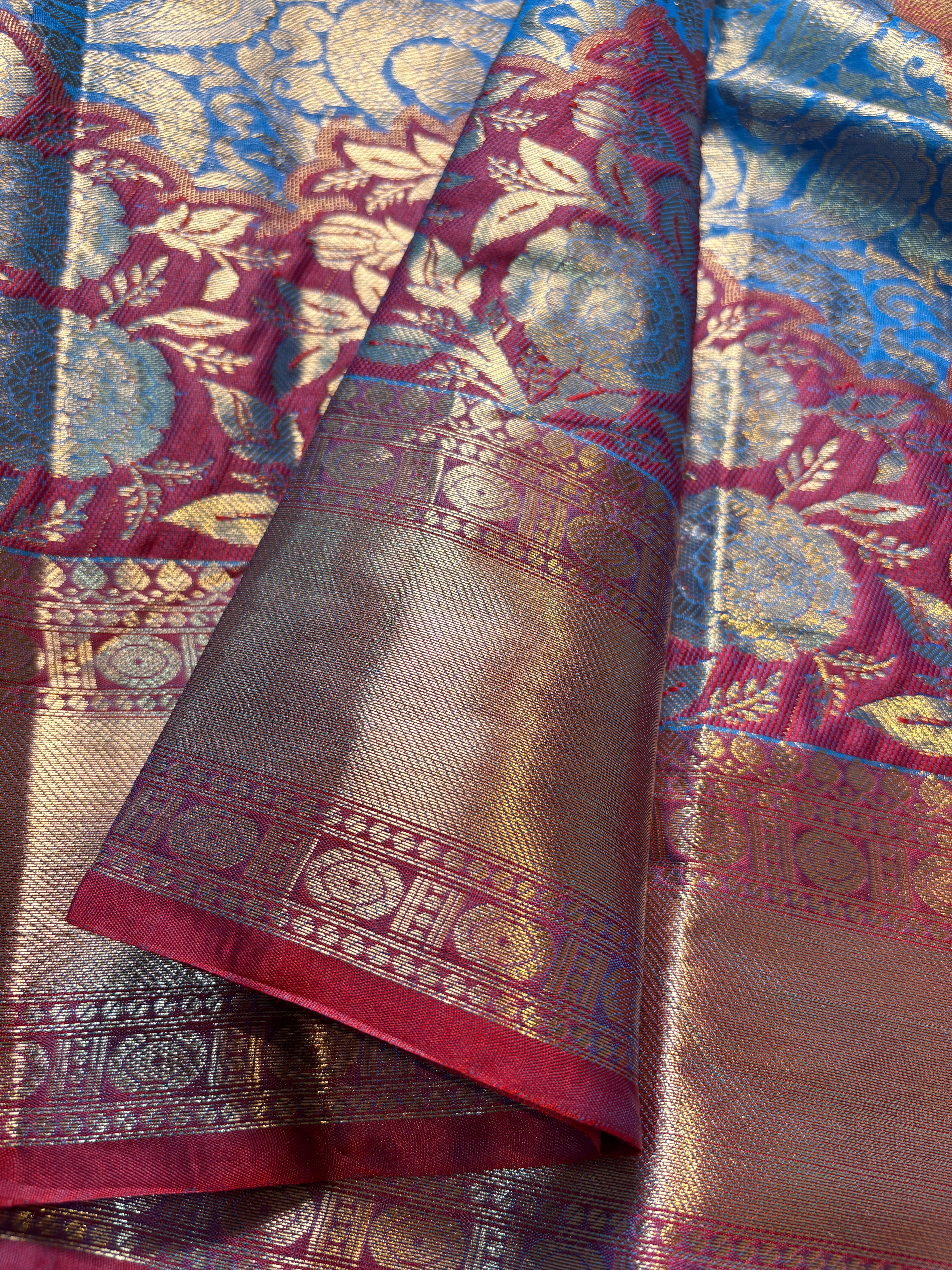 Contrast Banarasi Fancy Katan Brocade Silk Saree