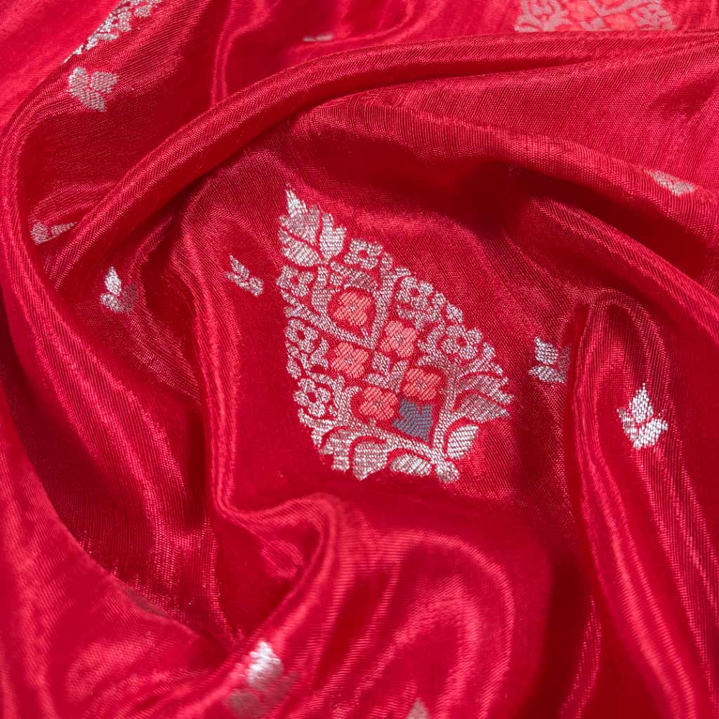 Red Banarasi Mashru Satin Silk Saree