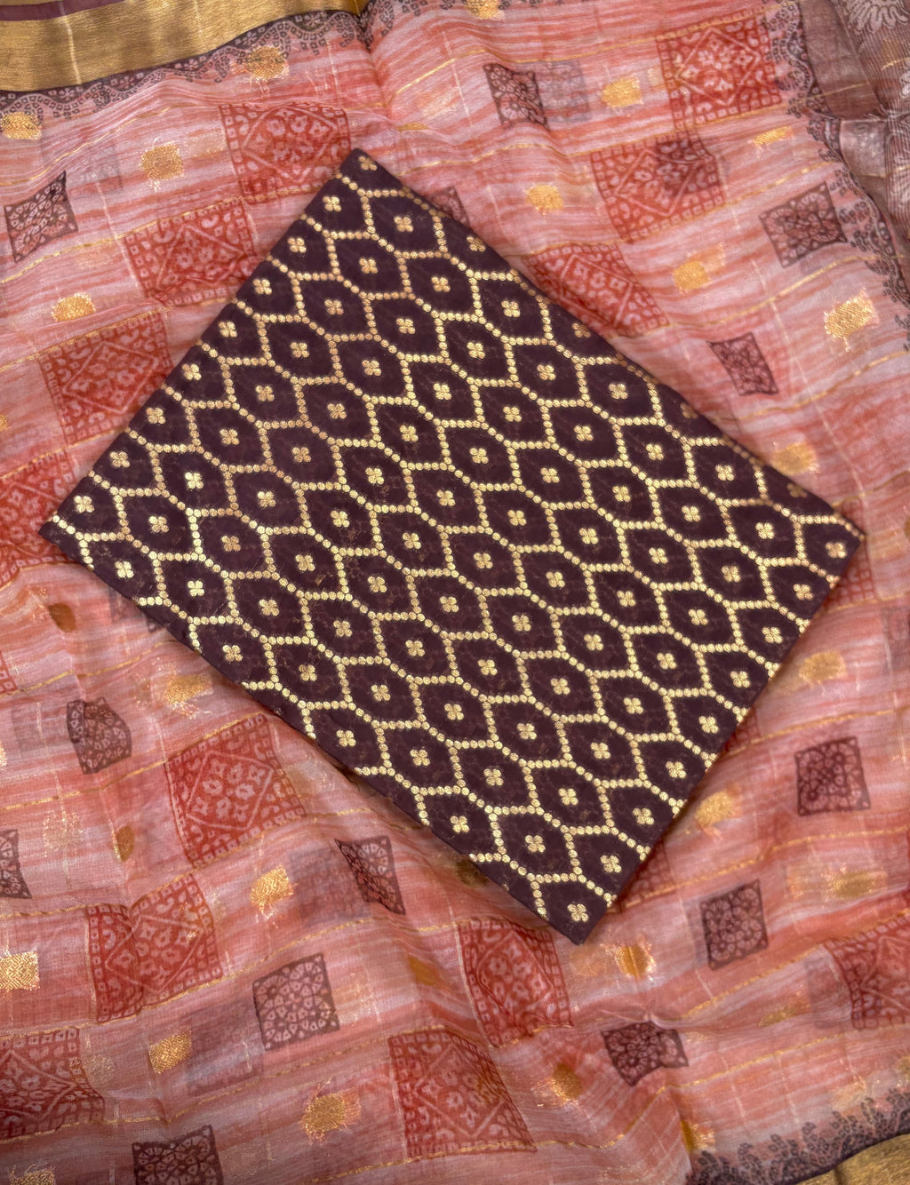 Brown Banarasi Chanderi Silk Suit