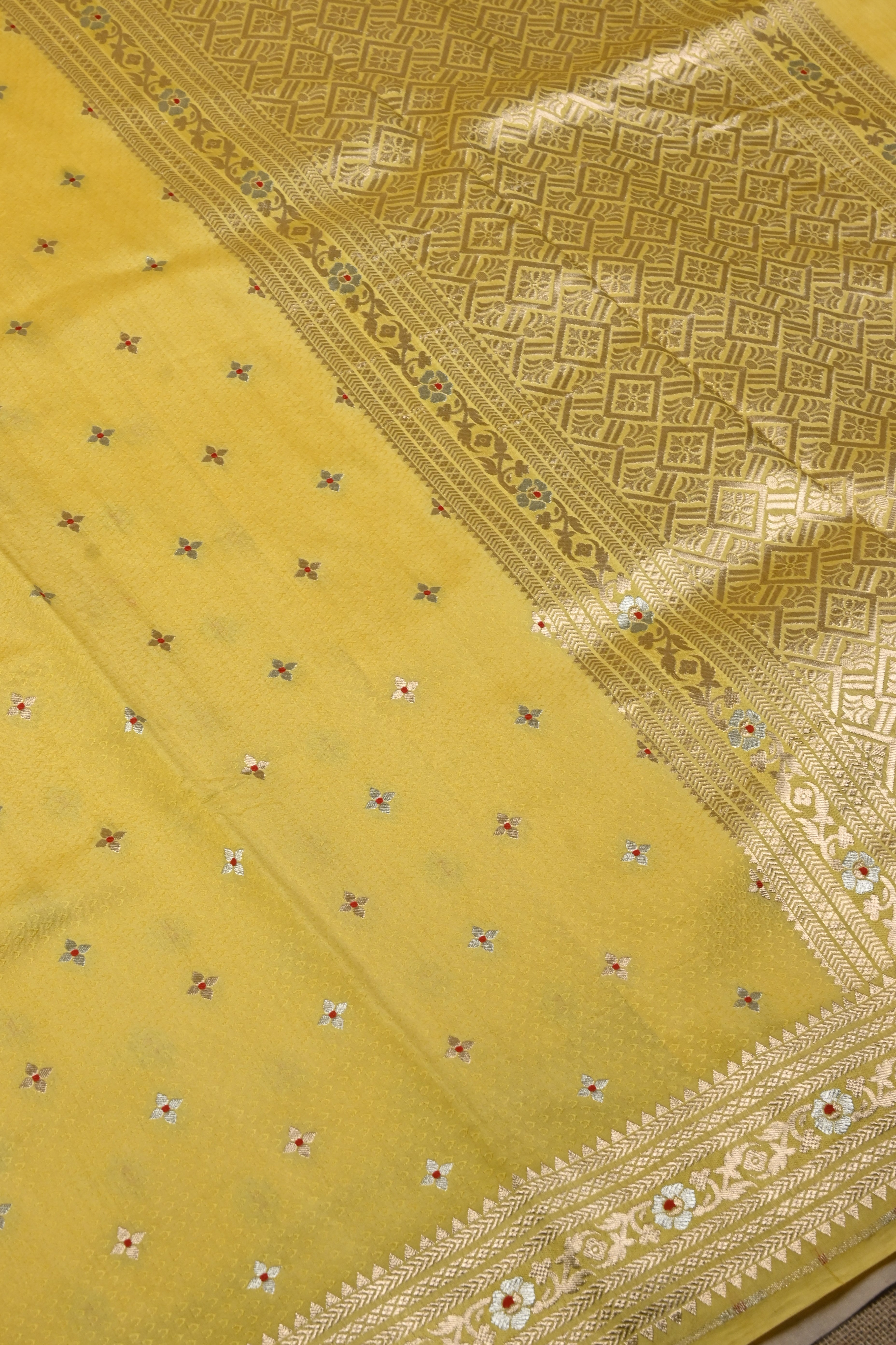 Yellow Pure Banarasi Katan Silk Saree