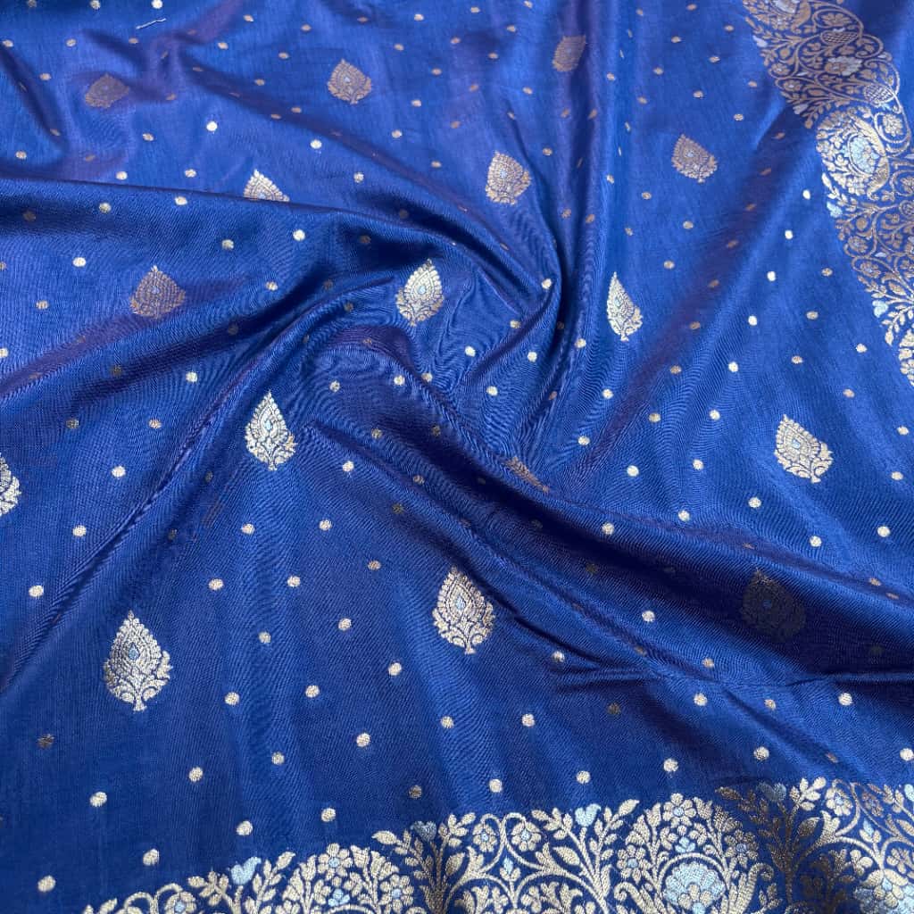 Royal Blue Banarasi Mango Silk Alfi Saree