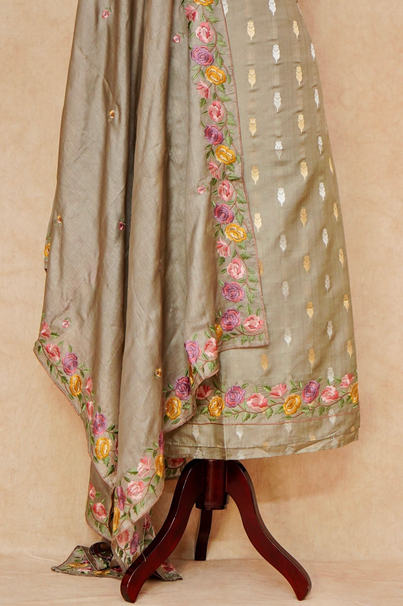Handwoven Copper Banarasi Organza Silk Suit