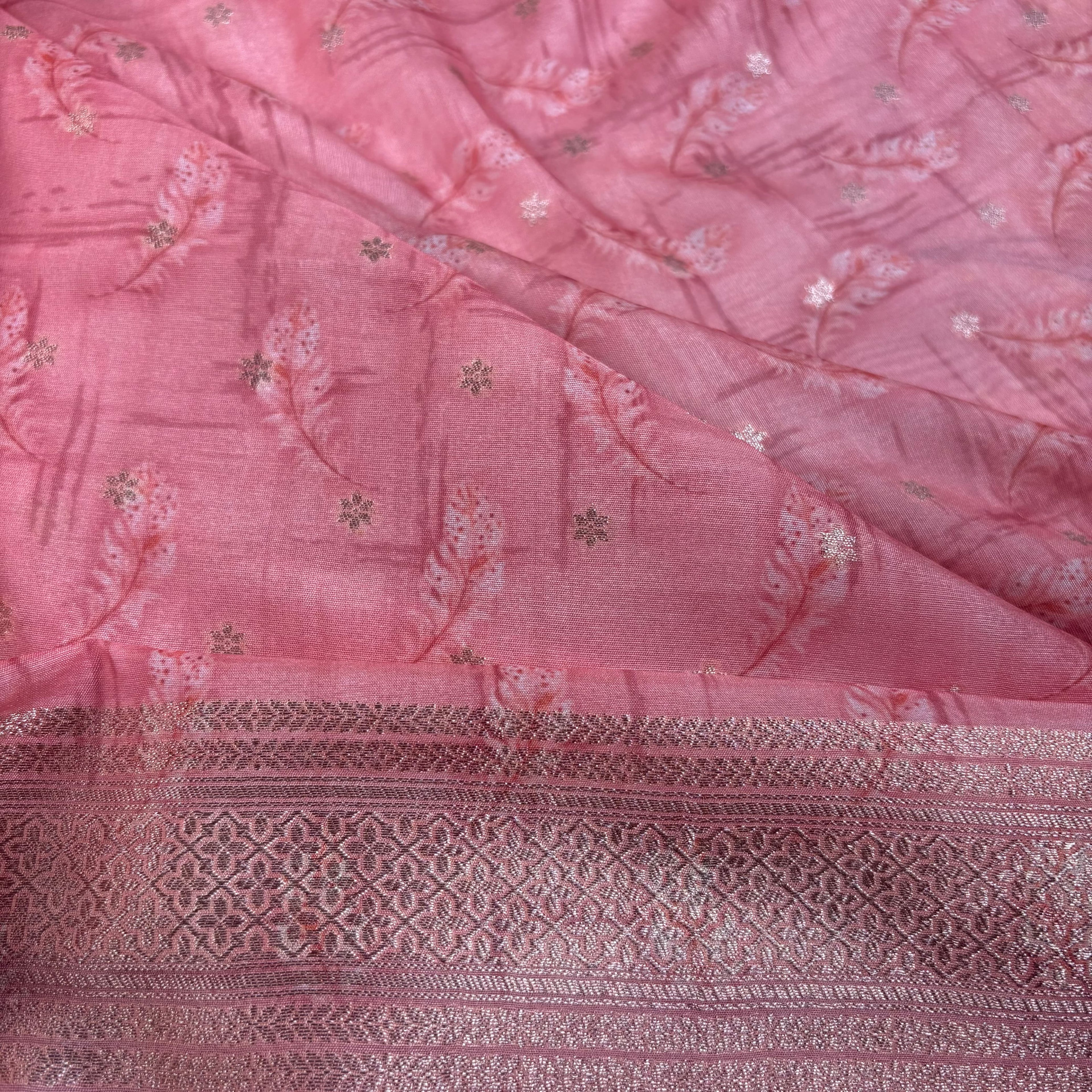 Light Peach Banarasi Tissue Tanchui Saree