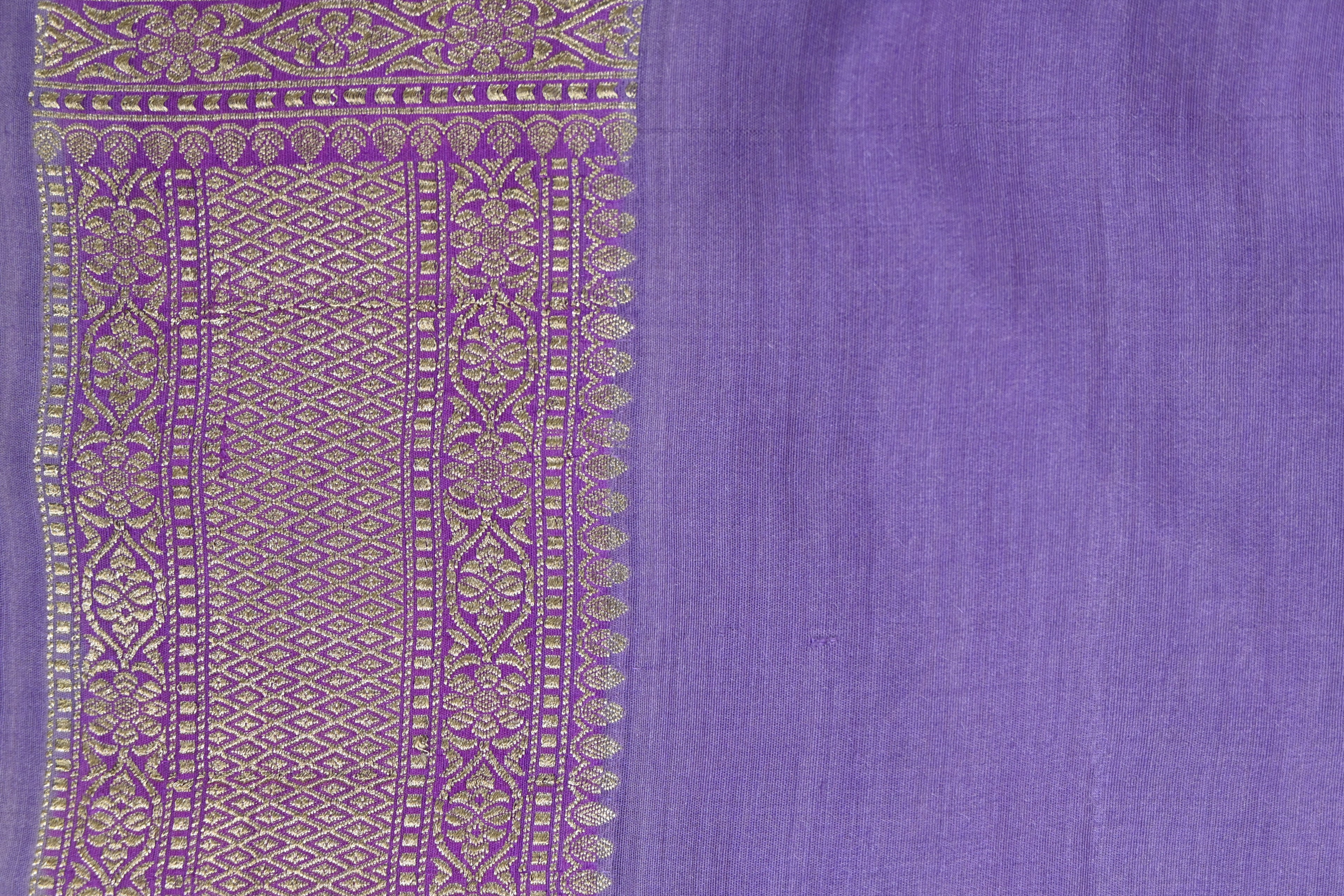 Purple Pure Moonga Silk Banarasi Saree