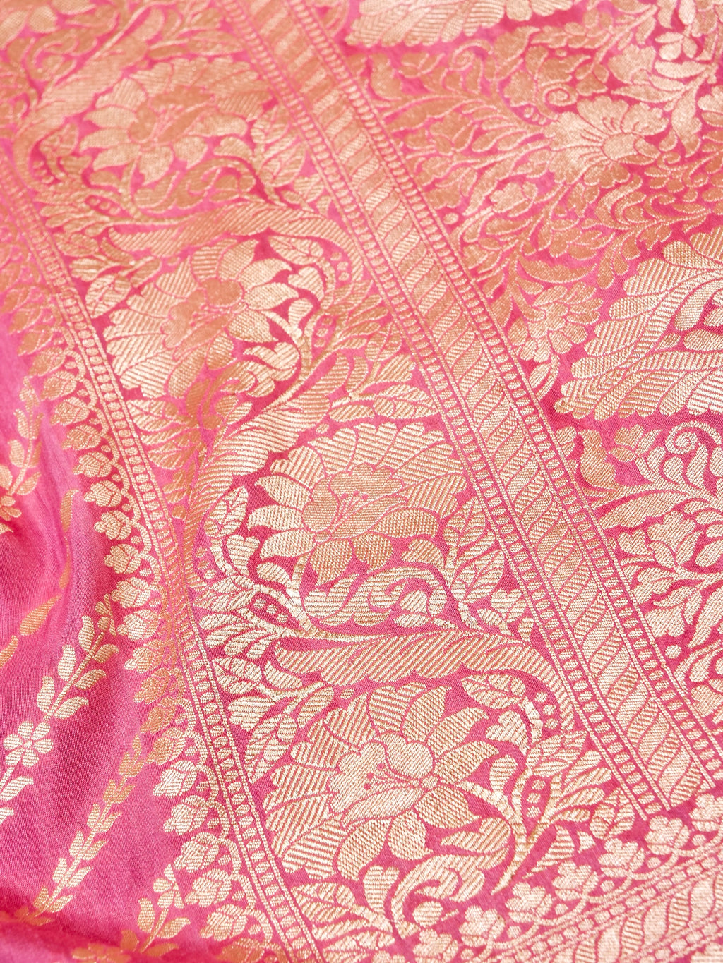 Handwoven Pink Banarasi Khaddi Silk Saree