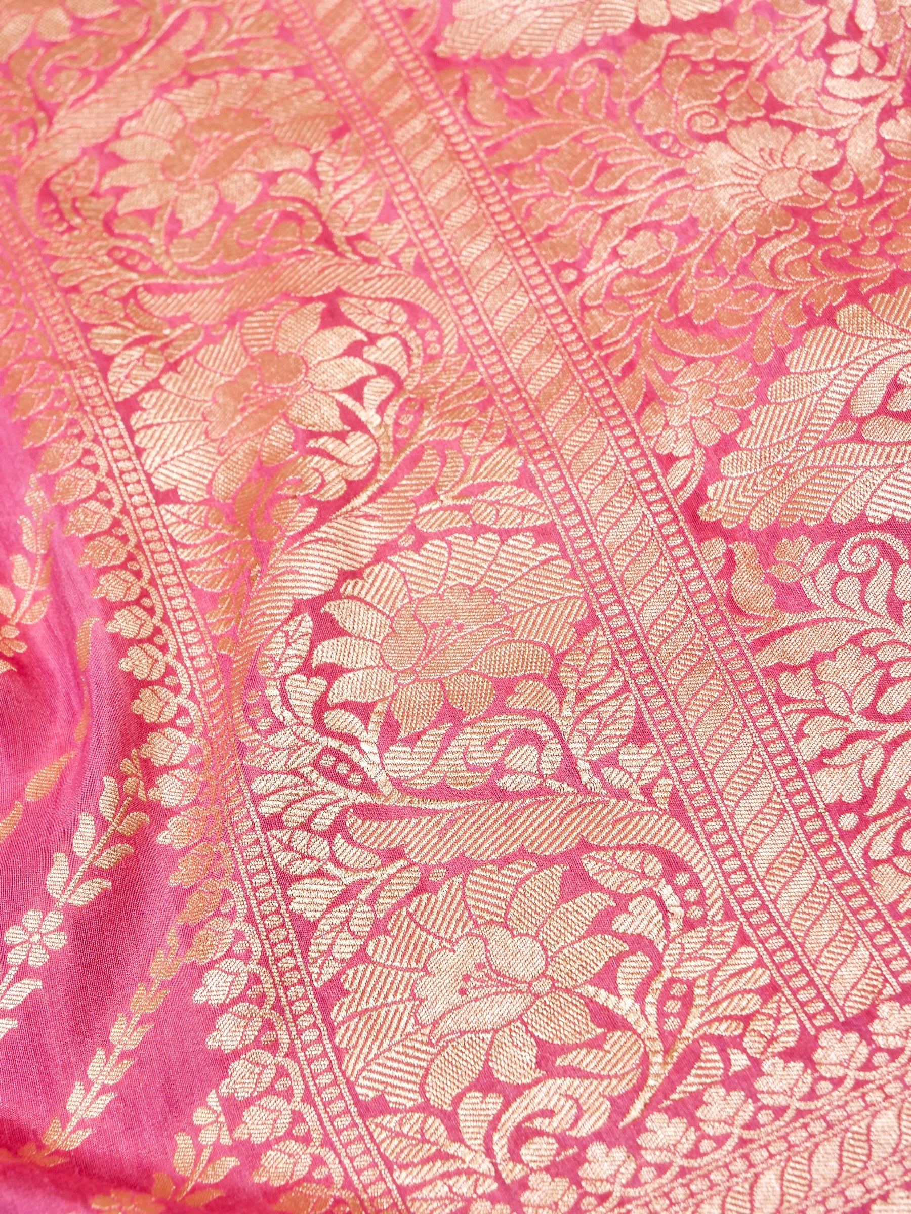 Handwoven Pink Banarasi Khaddi Silk Saree