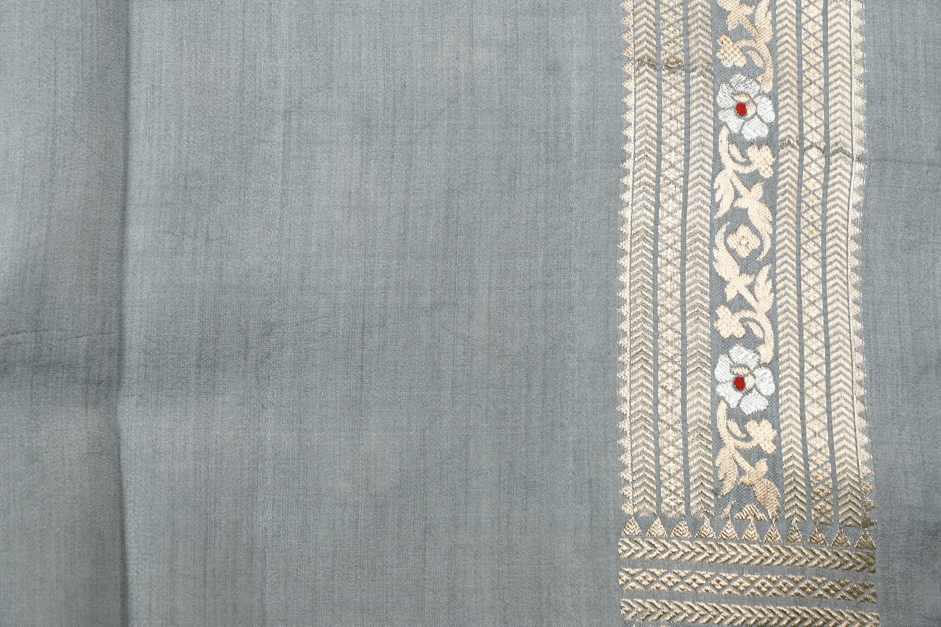 Grey Pure Banarasi Katan Silk Saree