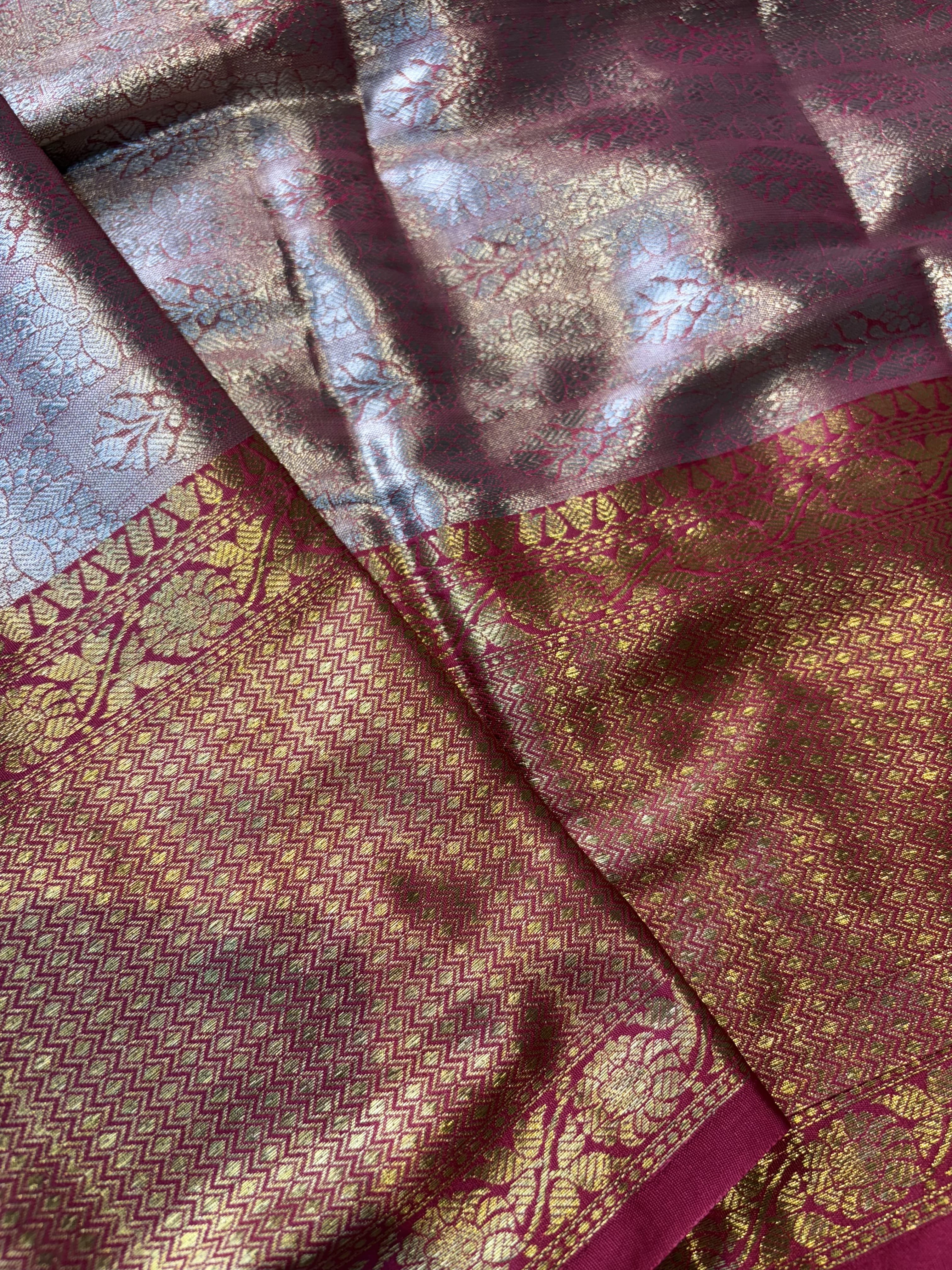 Contrast Banarasi Fancy Katan Tissue Meena Saree