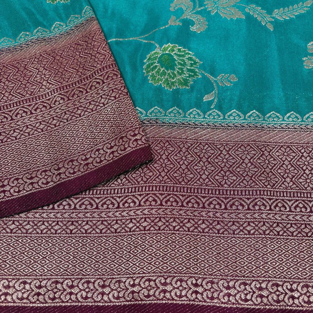 Shi Green Banarasi Katan Georgette Silk Saree