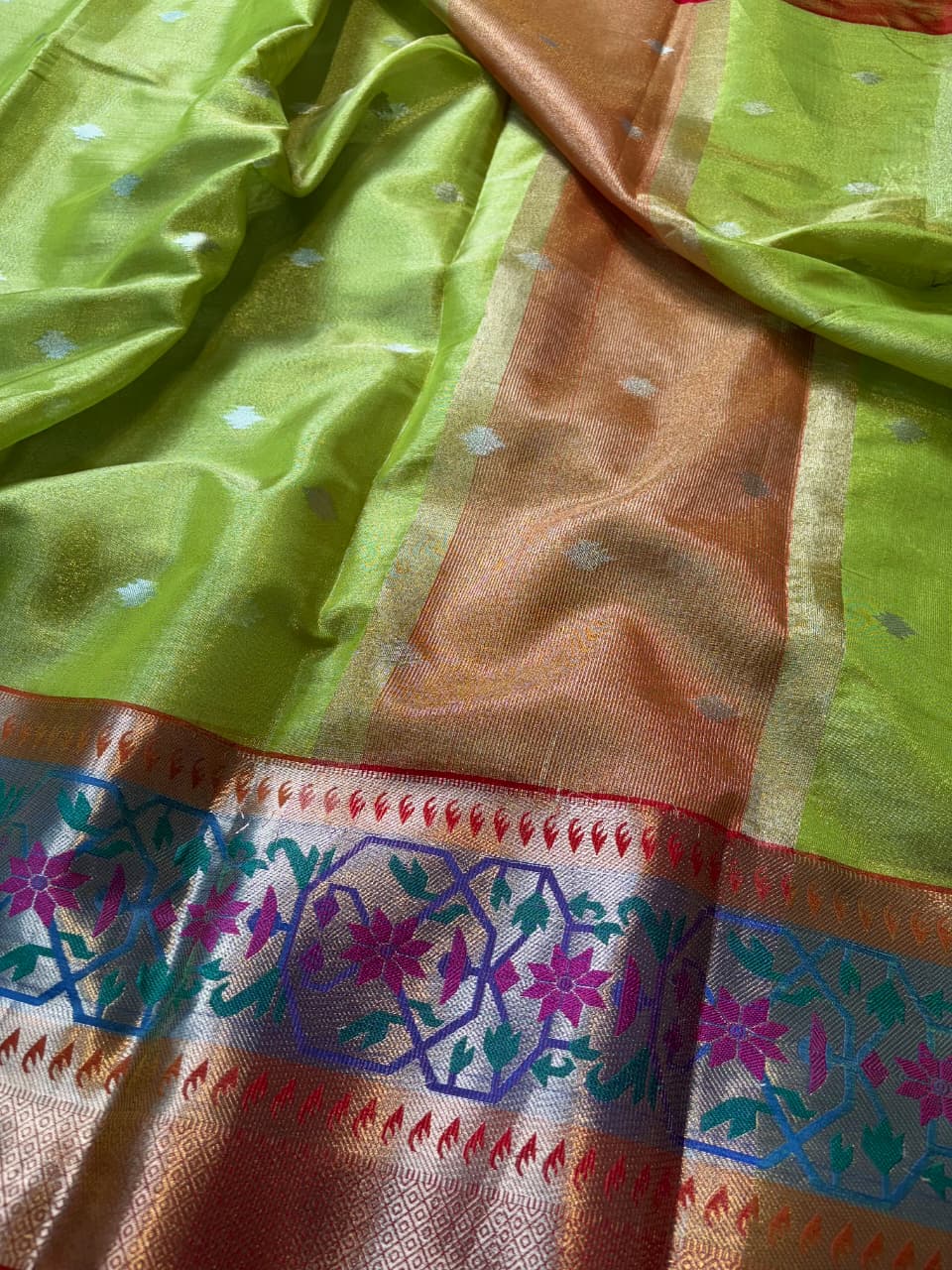 Contrast Banarasi Tissue Meena Saree