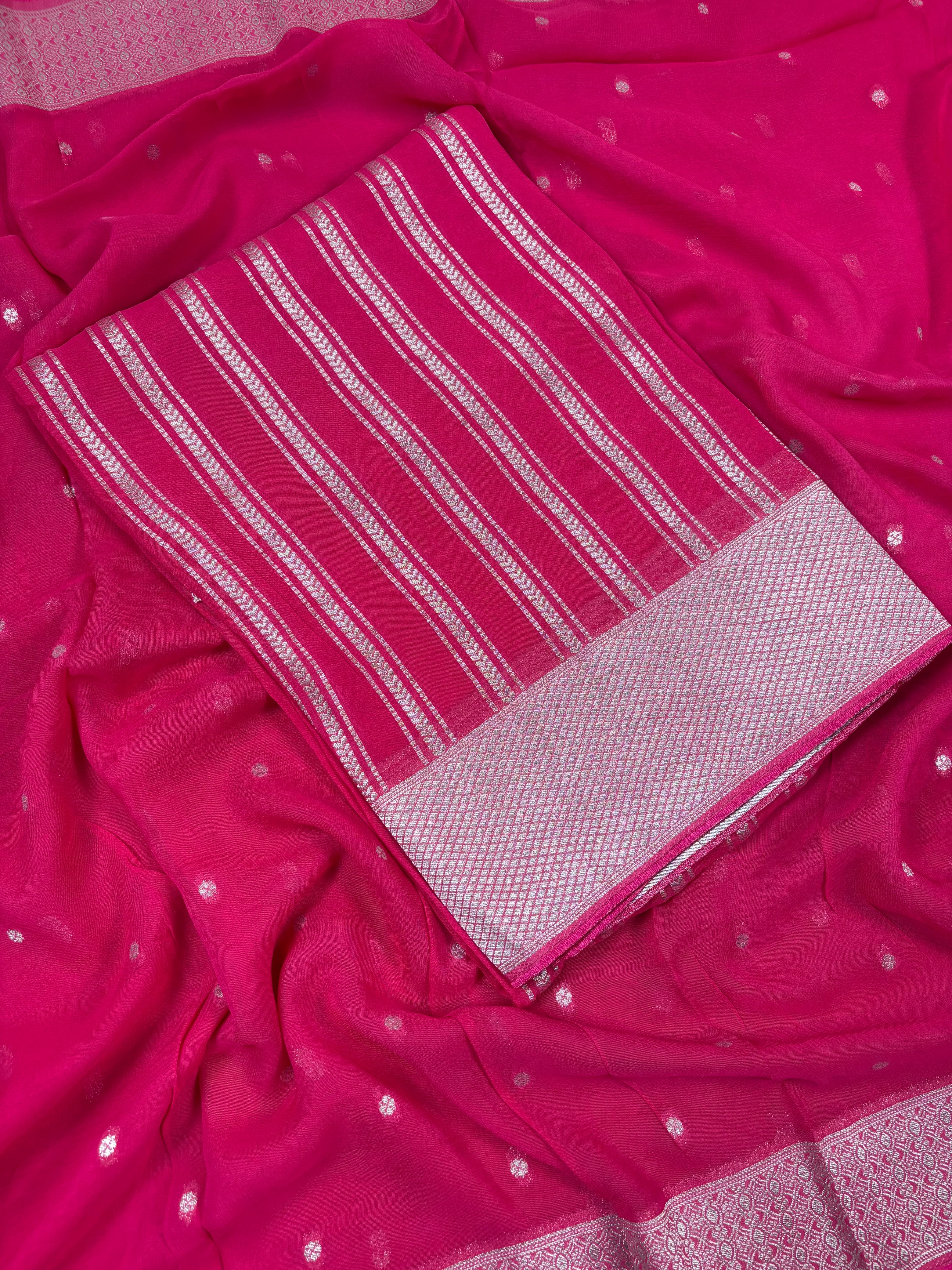 Rani Pink Banarasi Khaddi Georgette Suit