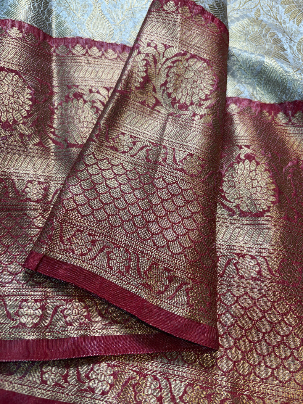 Contrast Banarasi Fancy Katan Tissue Brocade Silk Saree