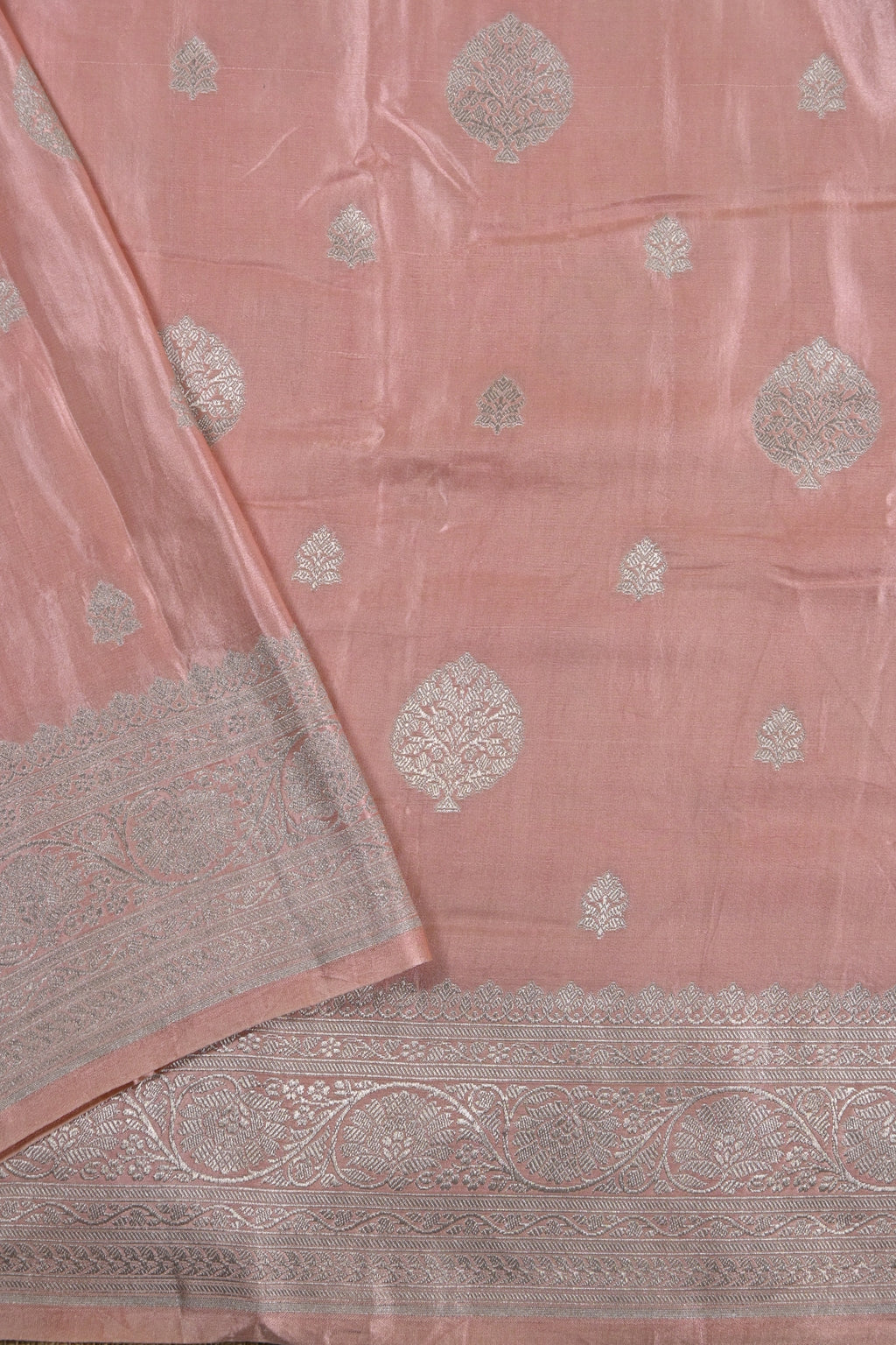 Dusty Pink Pure Banarasi Satin Mashru Silk Saree