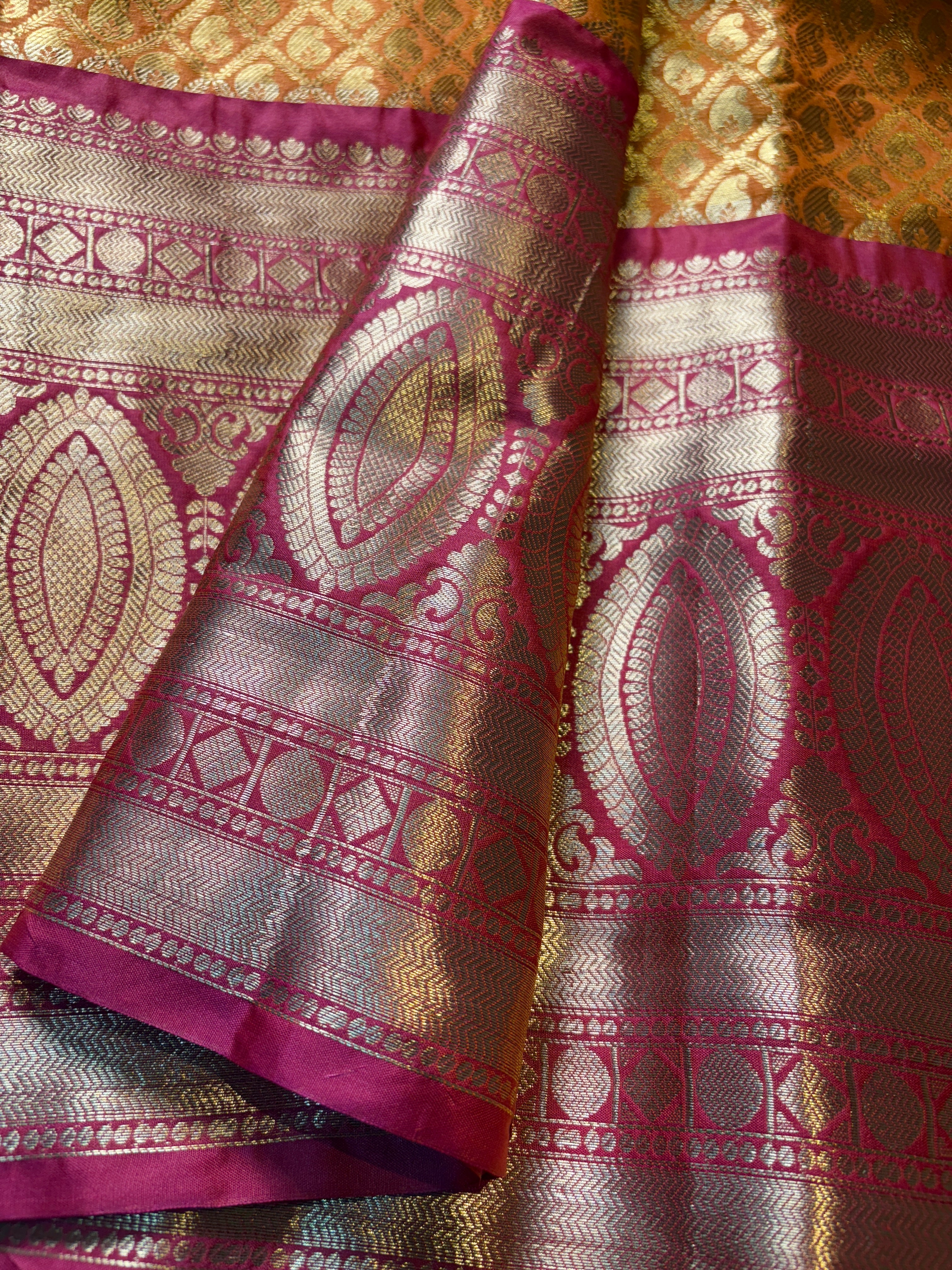 Contrast Banarasi Fancy Katan Brocade Silk Saree