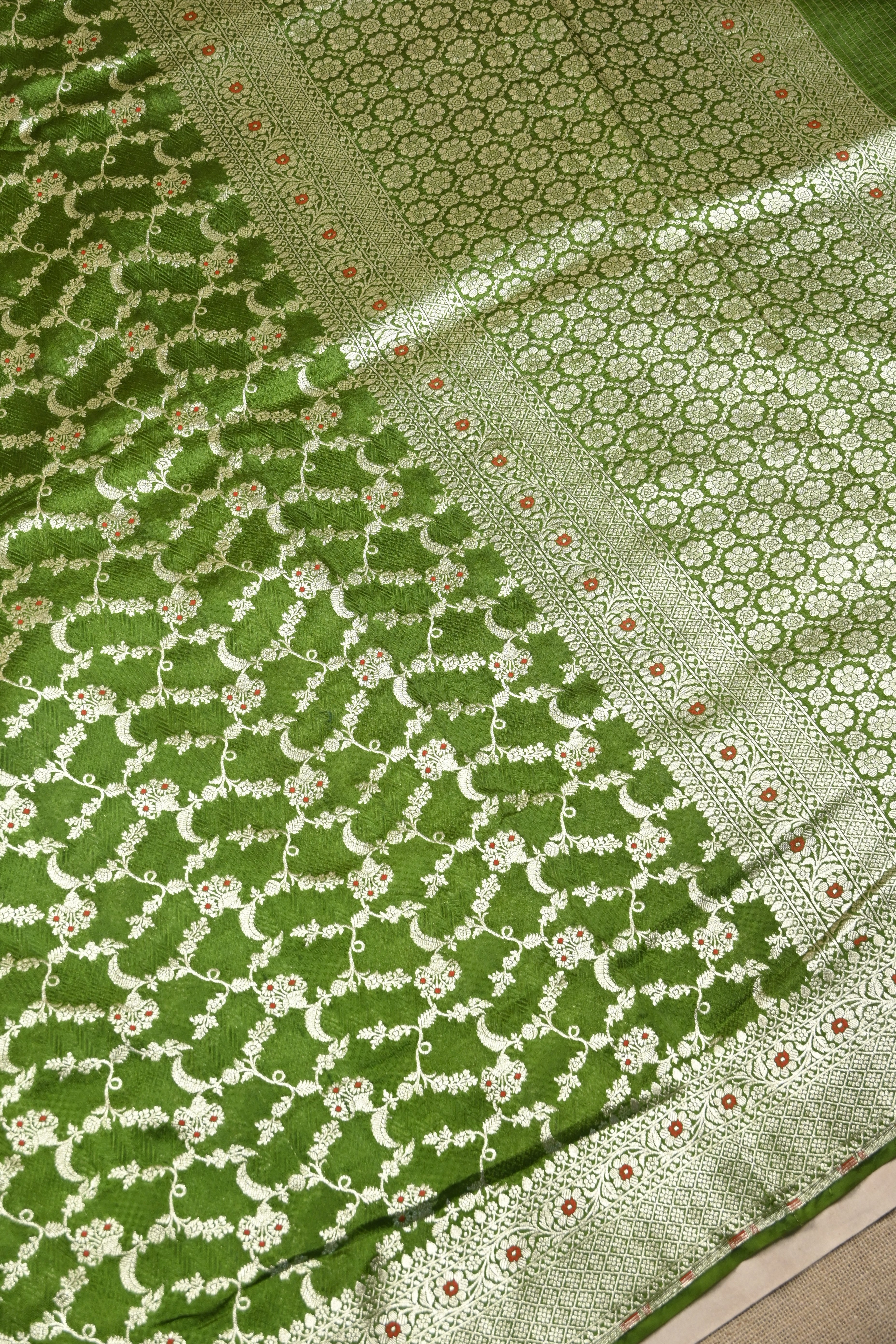 Mahanadi Green Pure Banarasi Katan Silk Saree