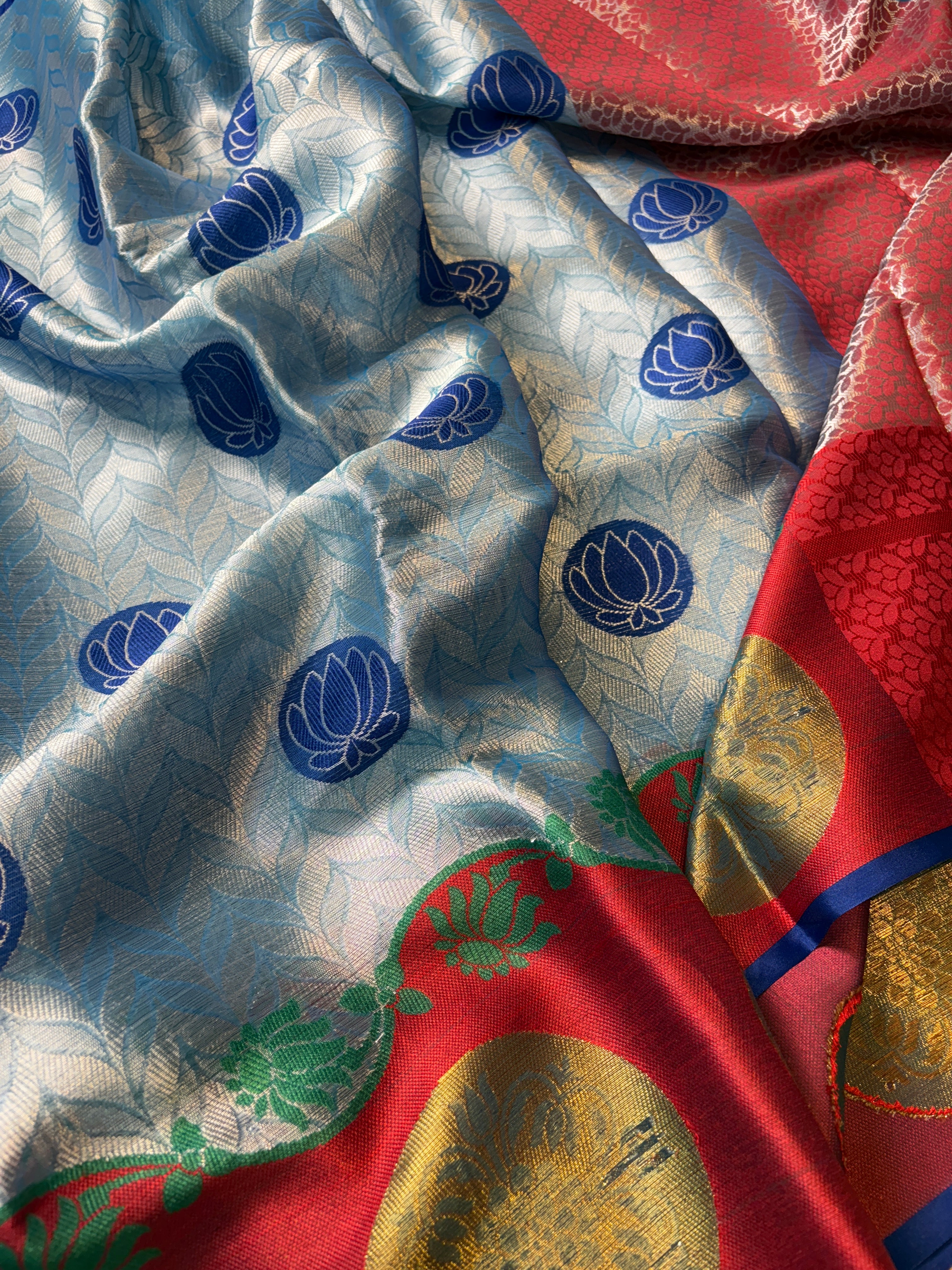 Sky Blue Banarasi Katan Tissue Silk Saree