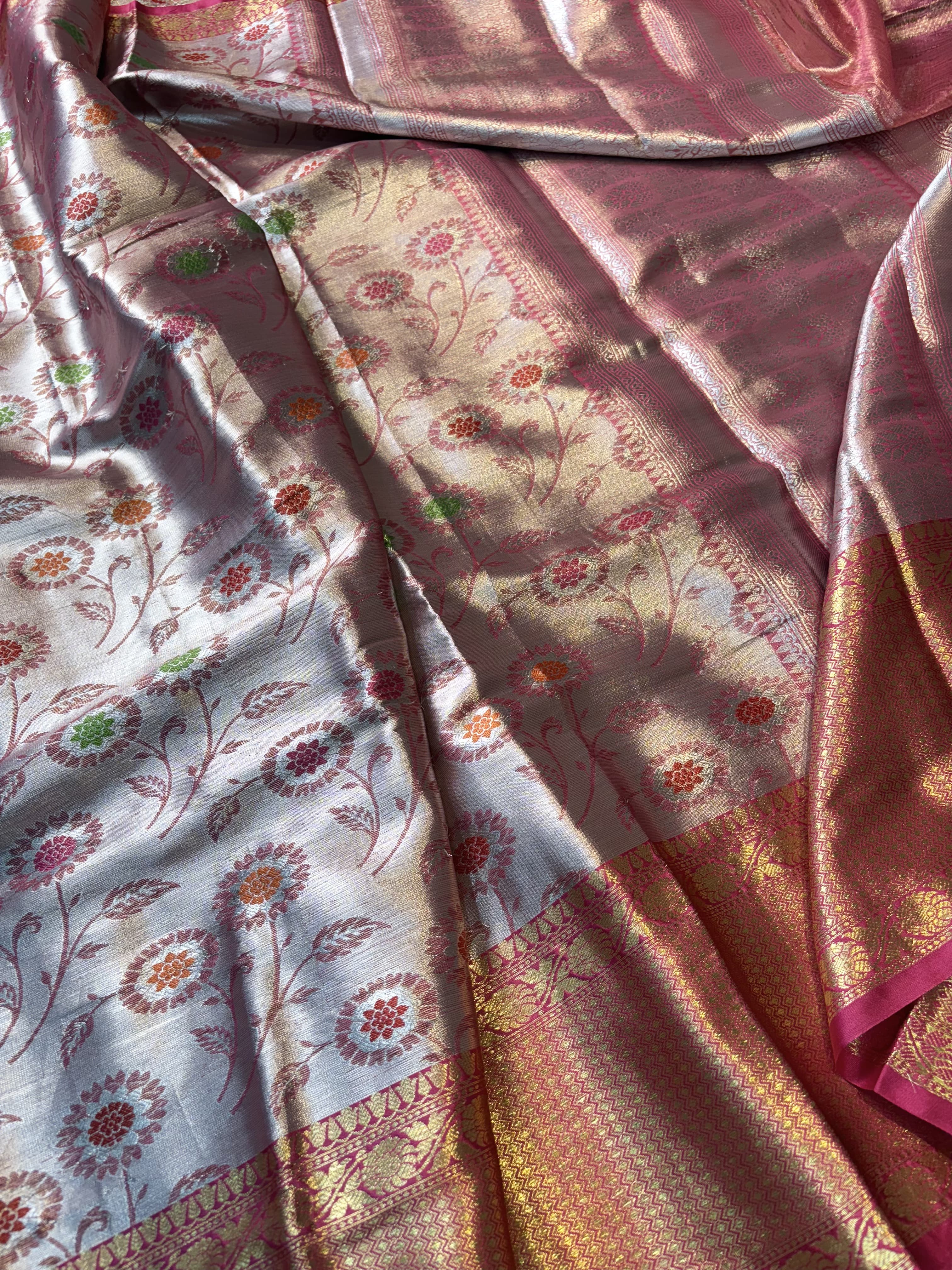 Contrast Banarasi Fancy Katan Tissue Meena Saree