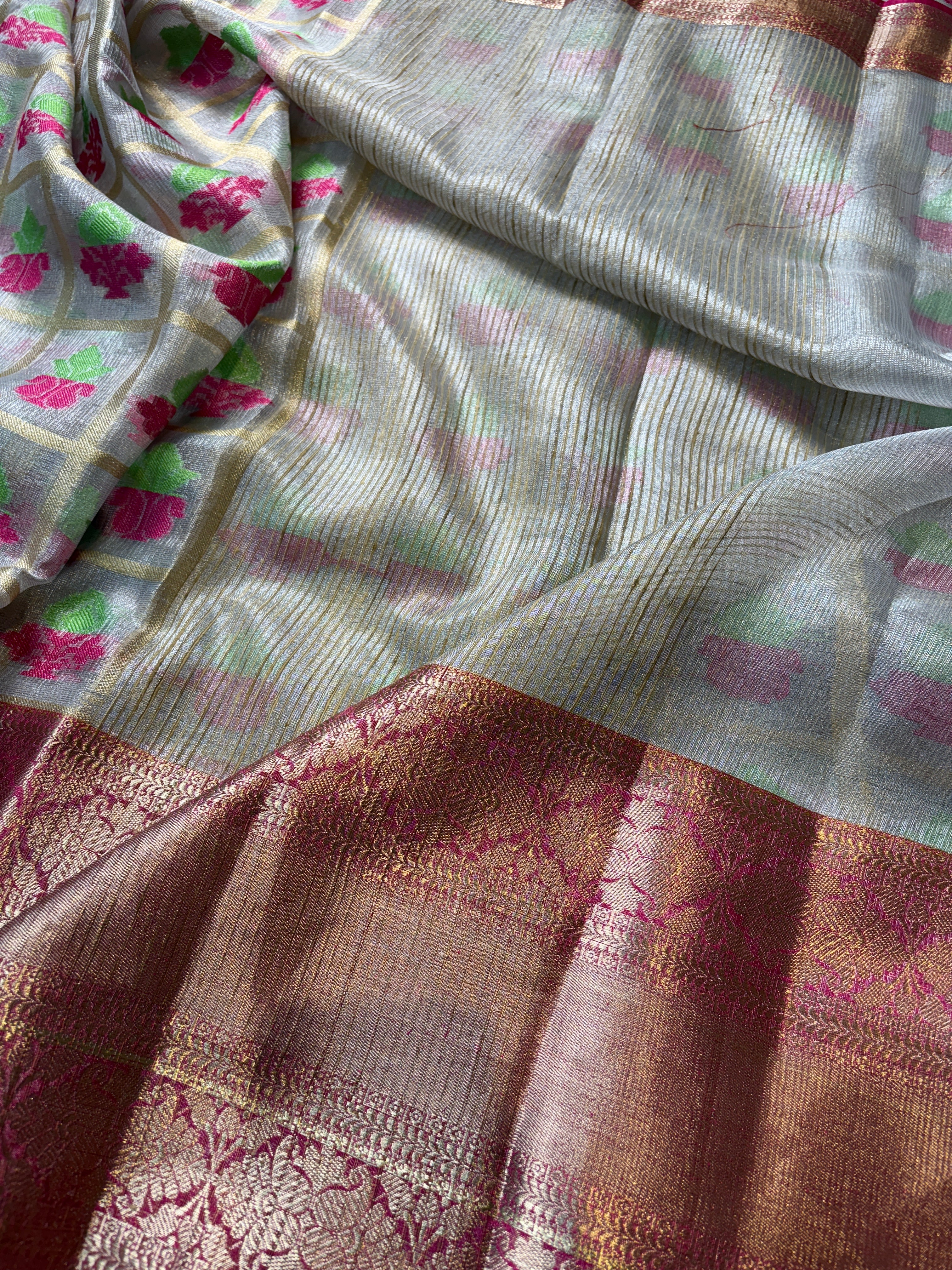 Contrast Banarasi Fancy Tissue Meena Saree