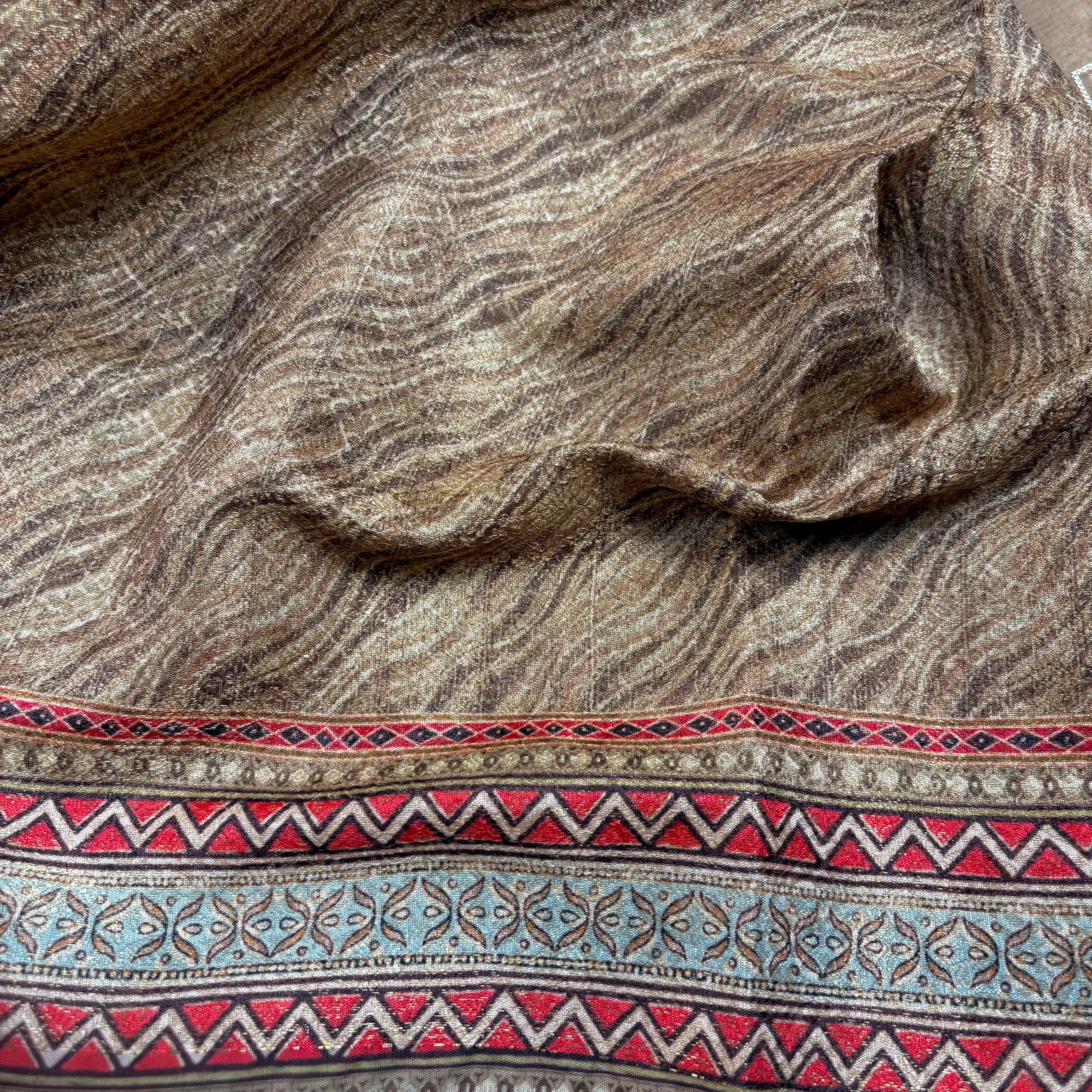 Brown Banarasi Organza Silk Saree