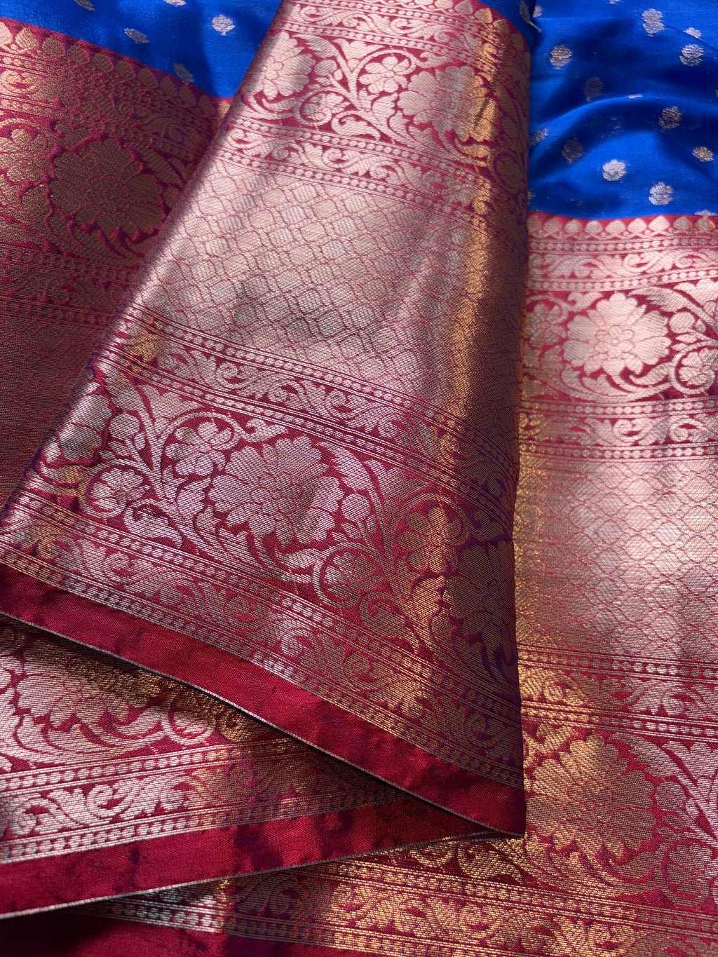Blue Banarasi Katan Silk Saree