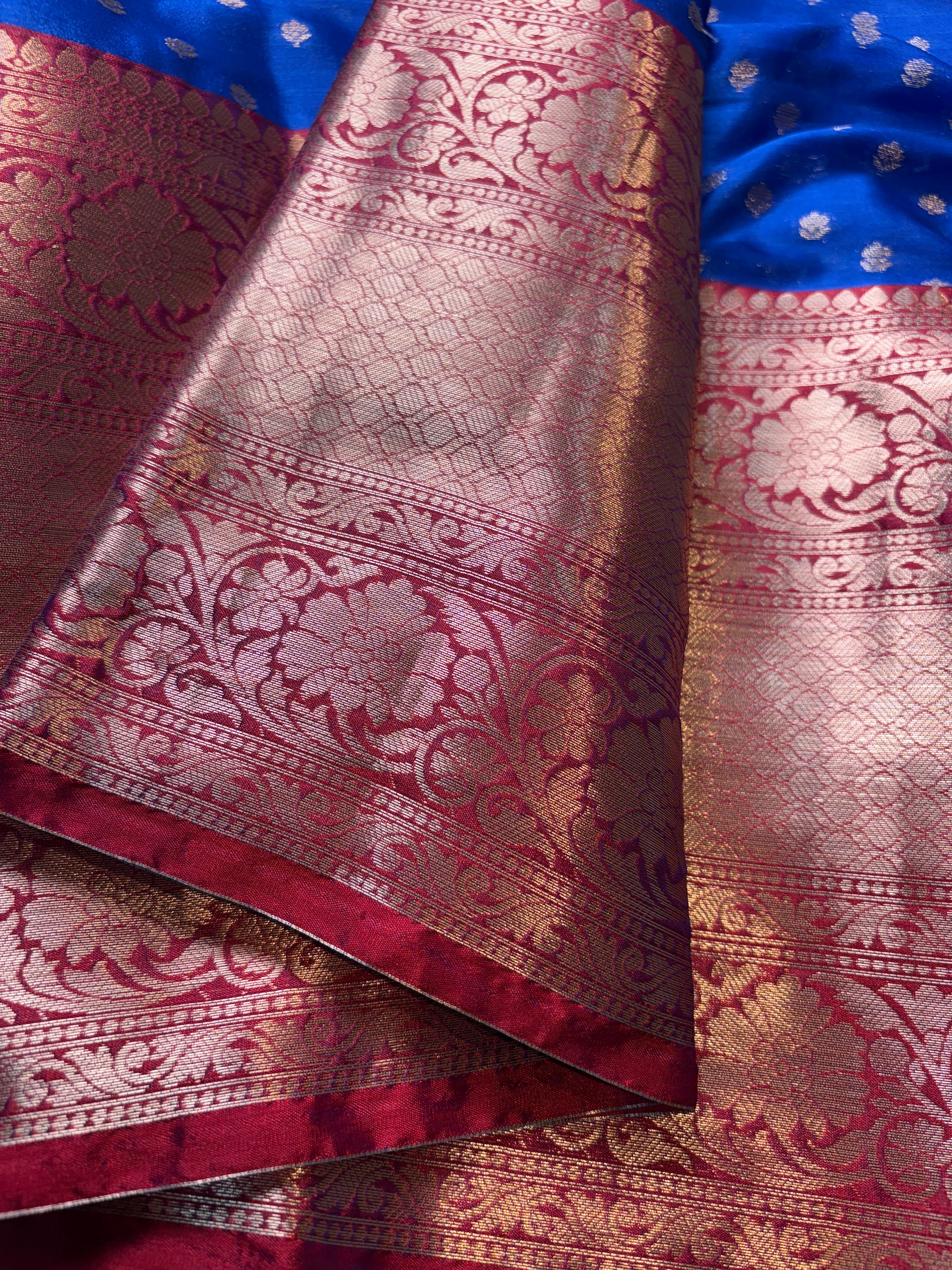Blue Banarasi Katan Silk Saree