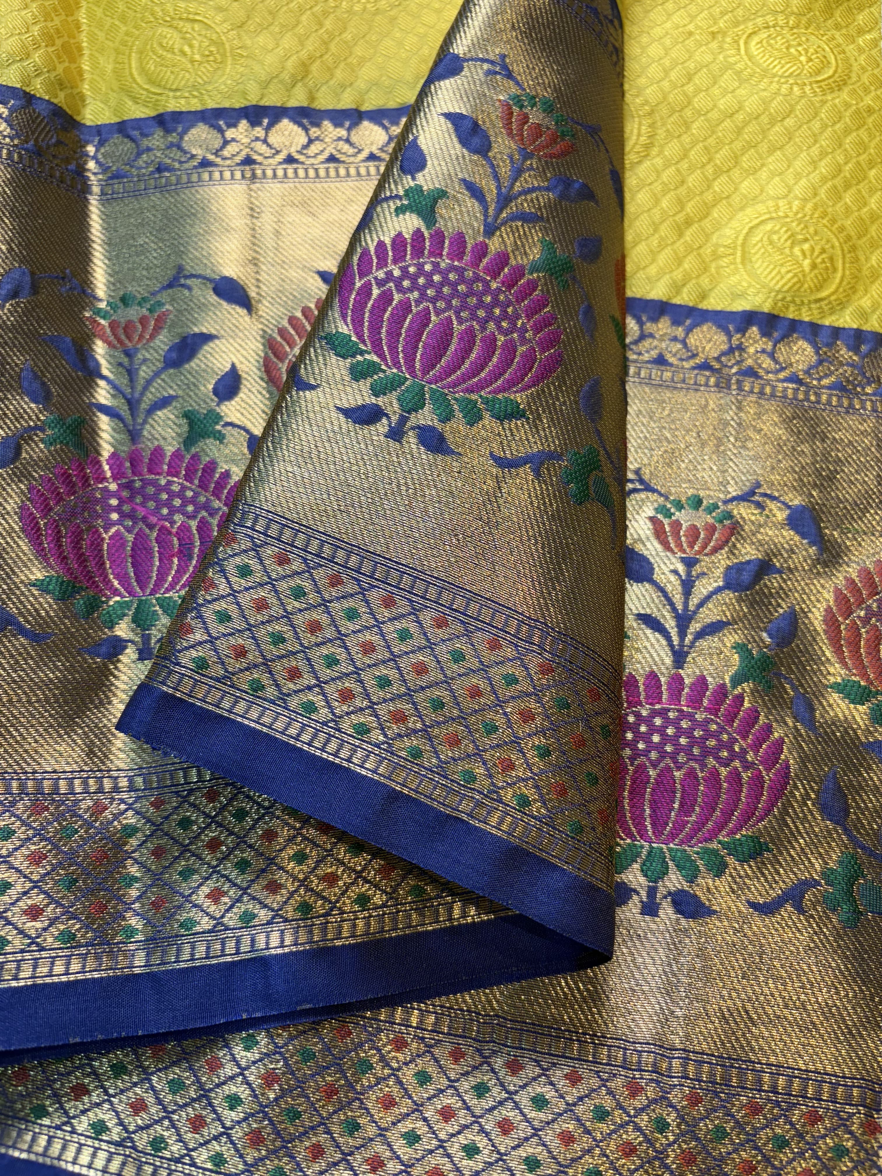 Contrast Banarasi Fancy Katan Tanchui Meena Saree