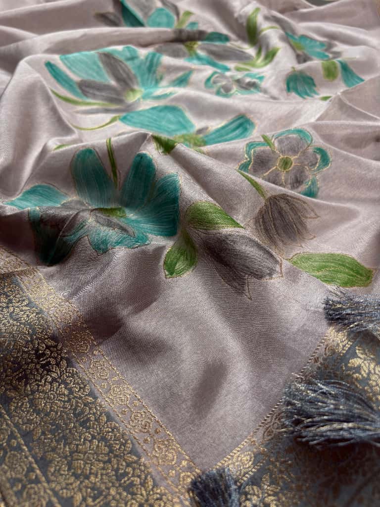 White Banarasi Moonga Silk Suit