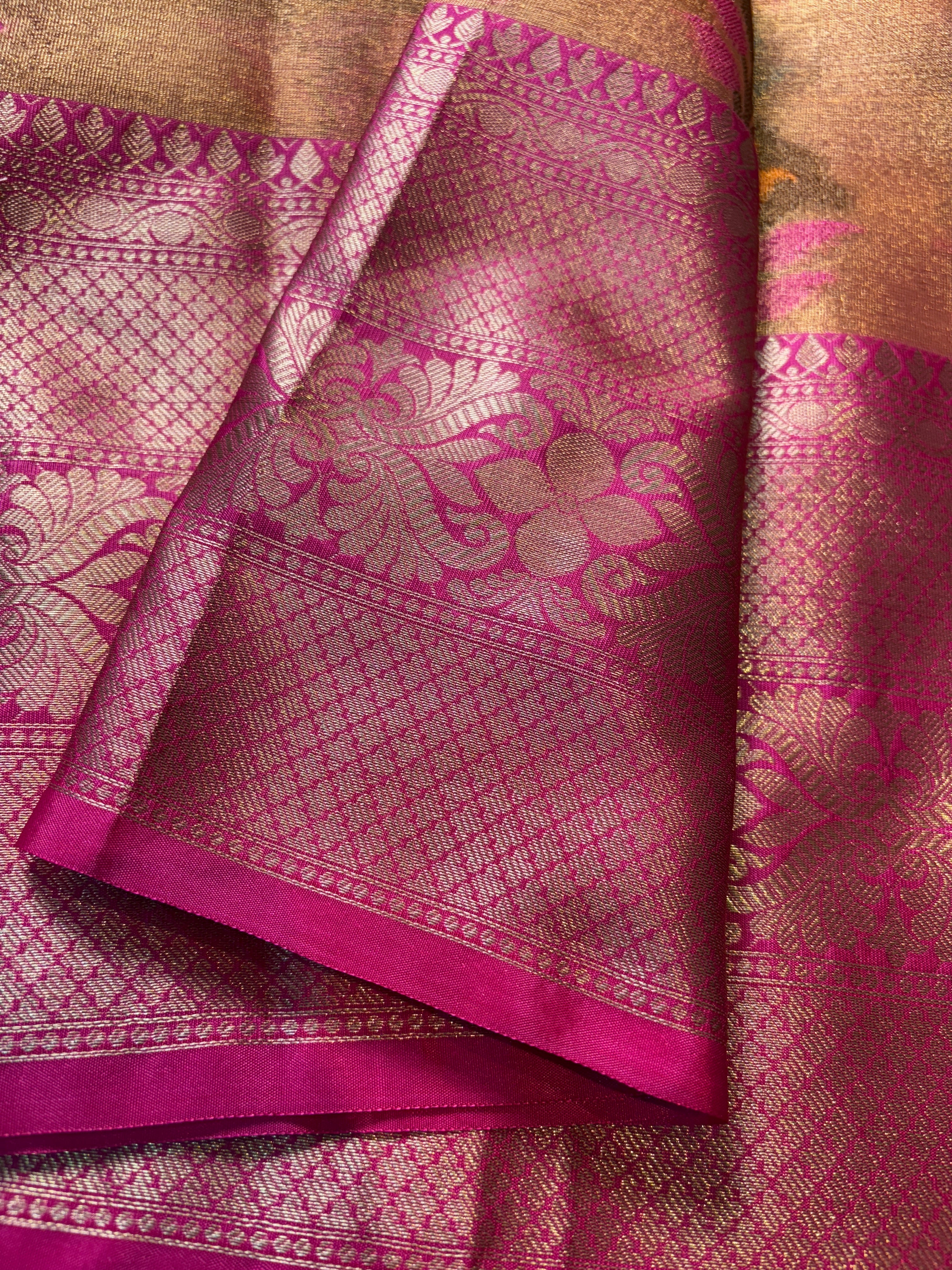 Contrast Banarasi Fancy Tissue Meena Saree