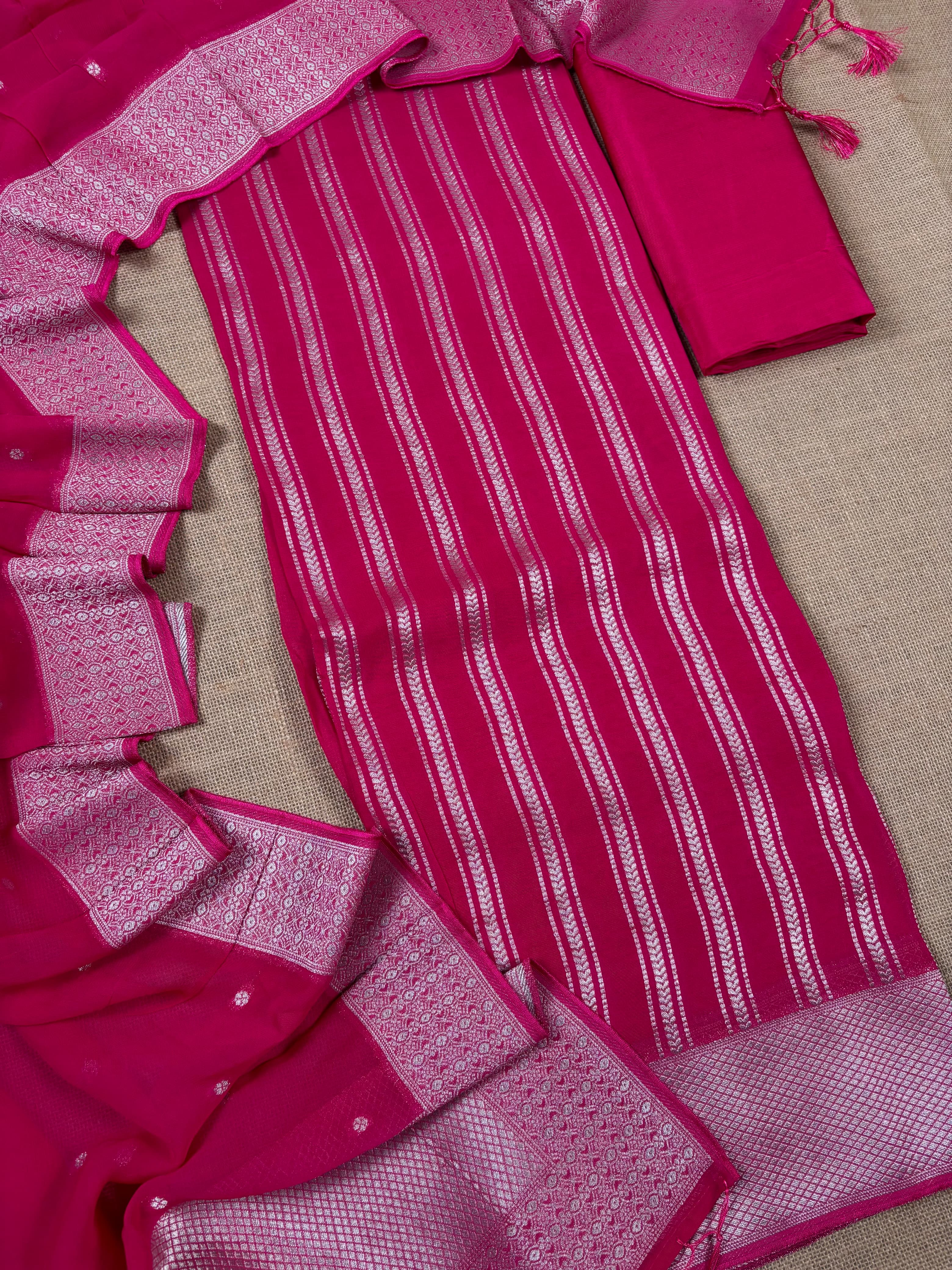 Rani Pink Banarasi Khaddi Georgette Suit