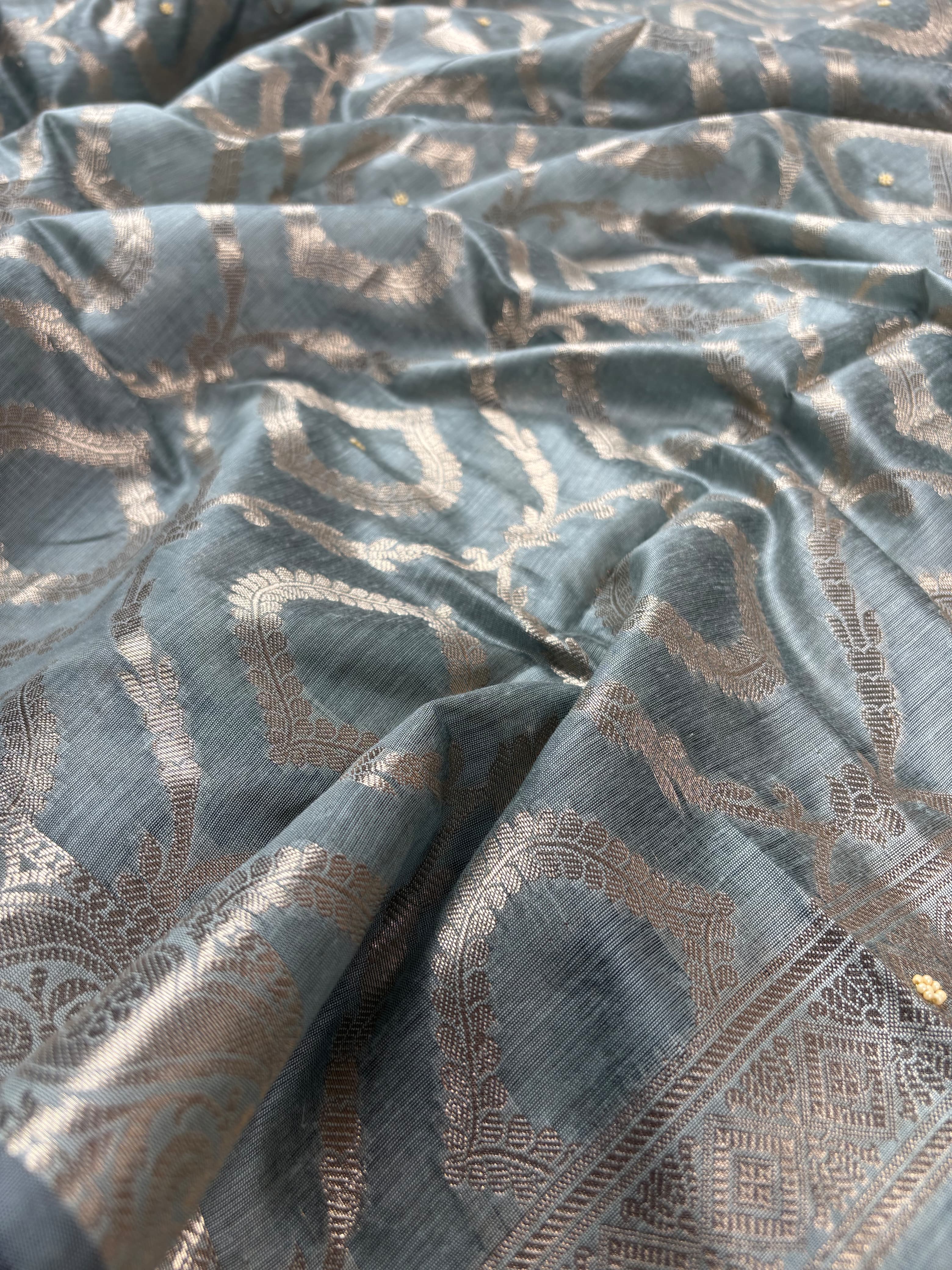 Blue Banarasi Tissue Silk Suit