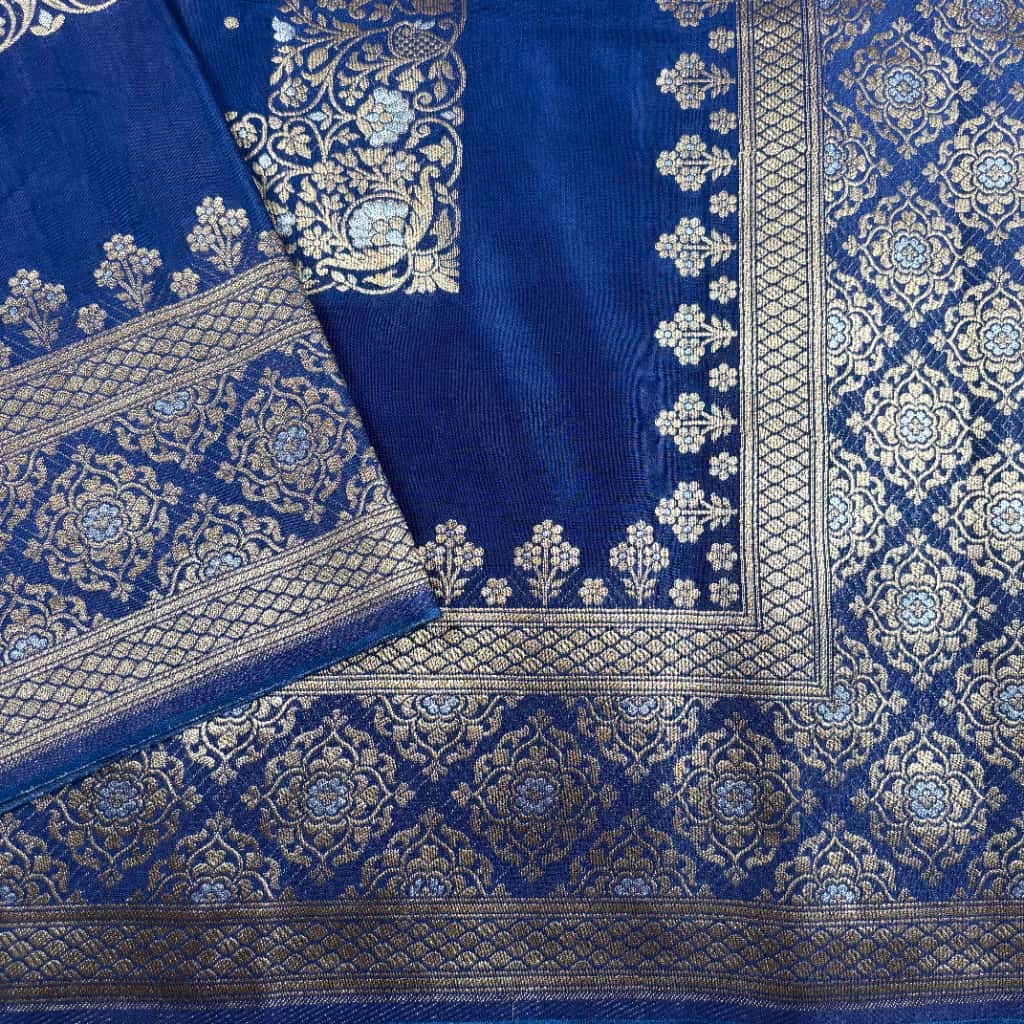 Royal Blue Banarasi Mango Silk Alfi Saree