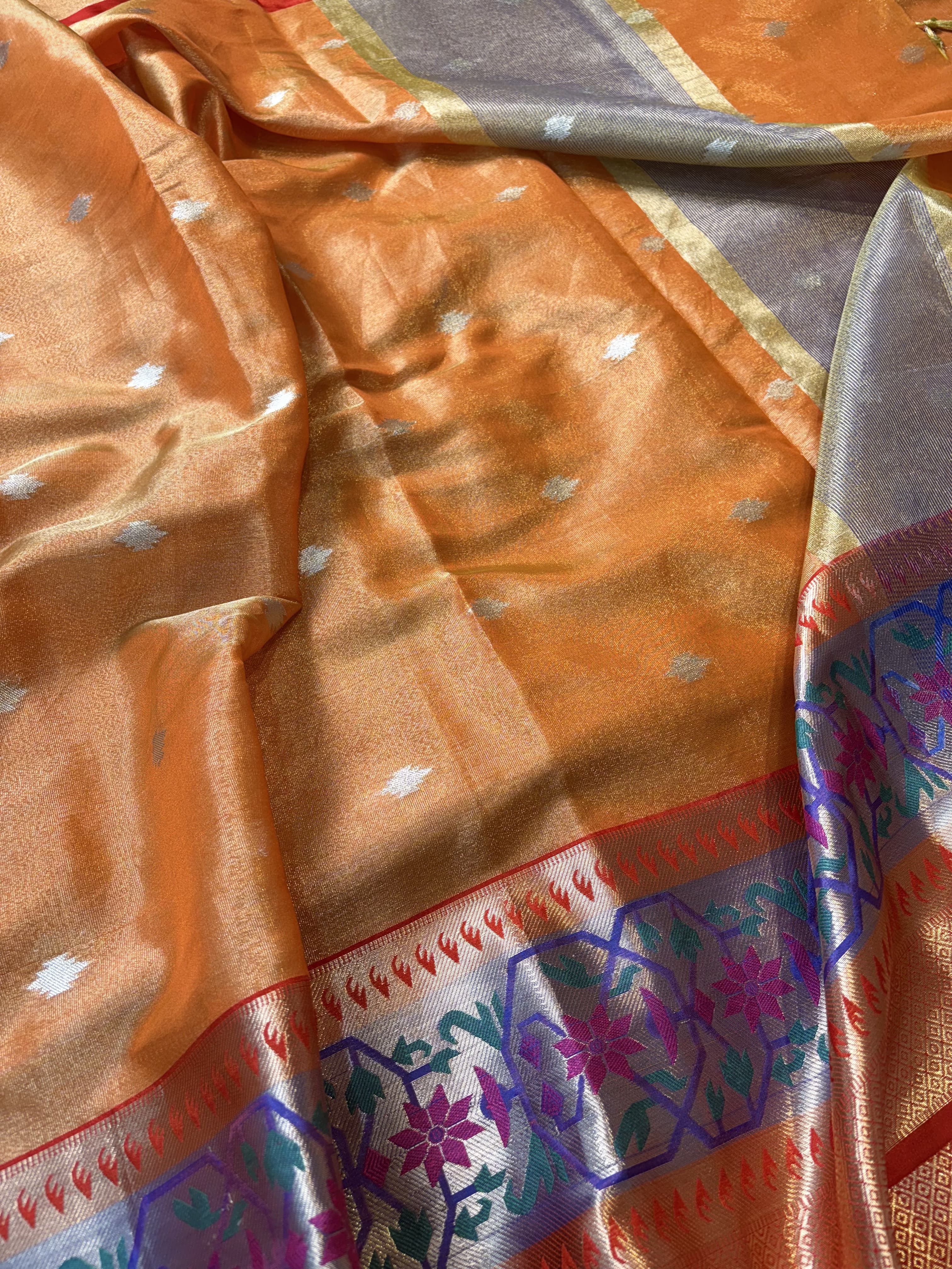 Contrast Banarasi Fancy Tissue Meena Saree