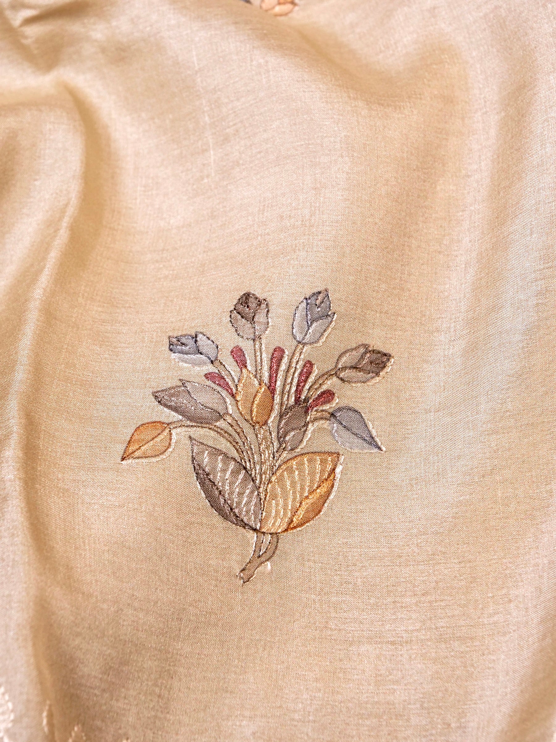 Handwoven Cream Banarasi Tussar Silk Saree