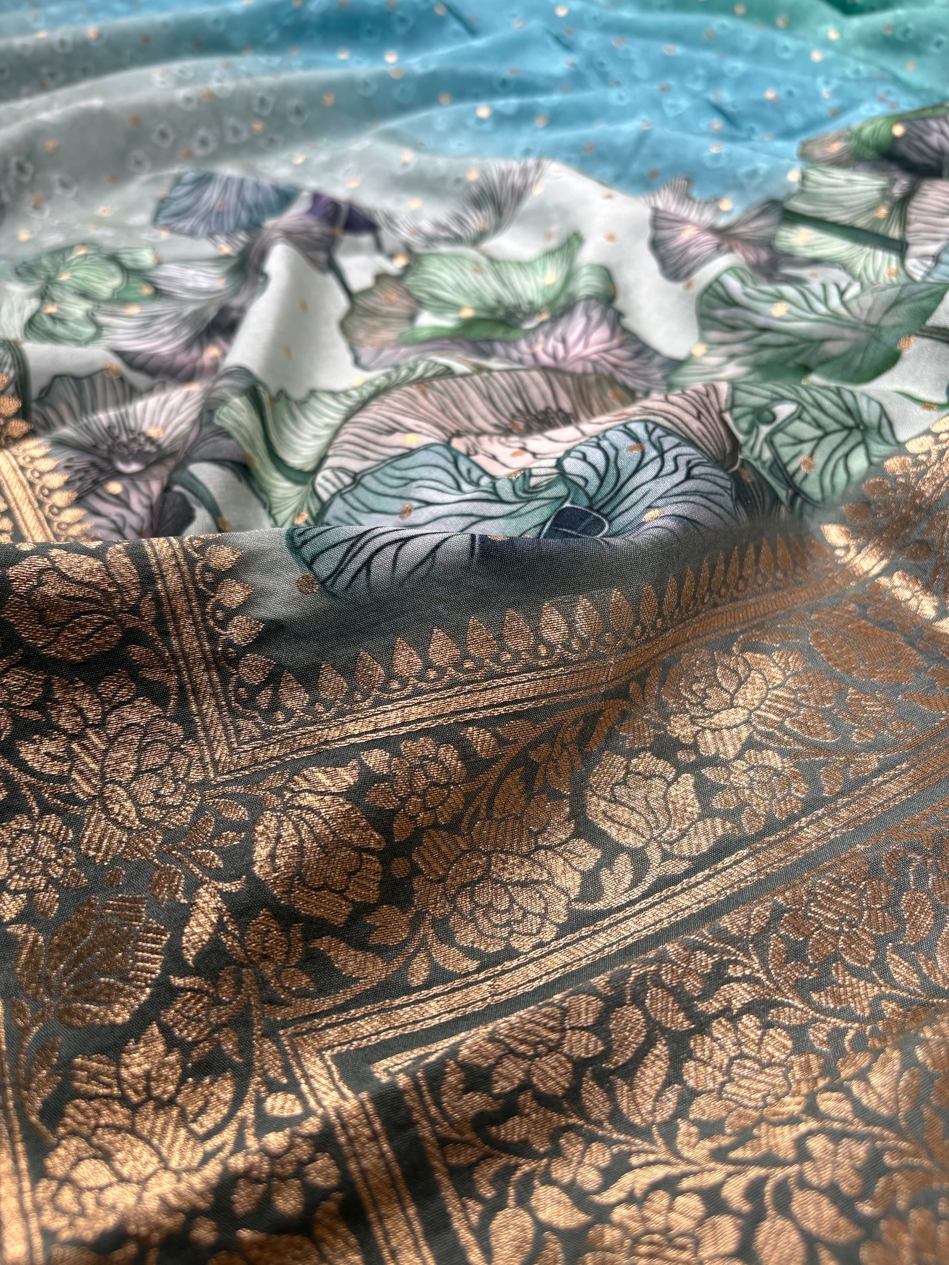 Grey Banarasi Mulberry Silk Suit