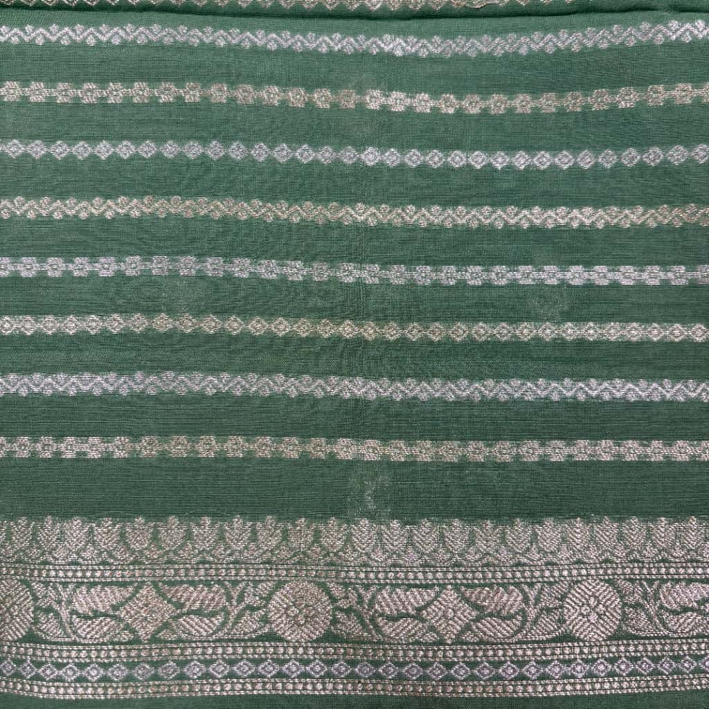 Olive Green Banarasi Mashru Silk Saree