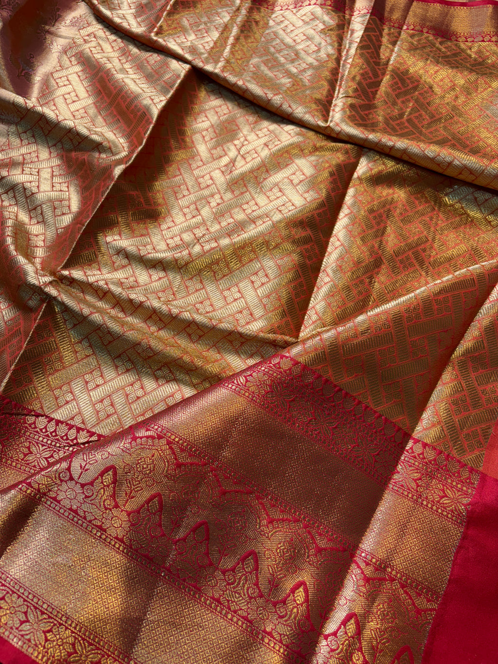 Bronze Banarasi Katan Tissue Alfi Silk Saree