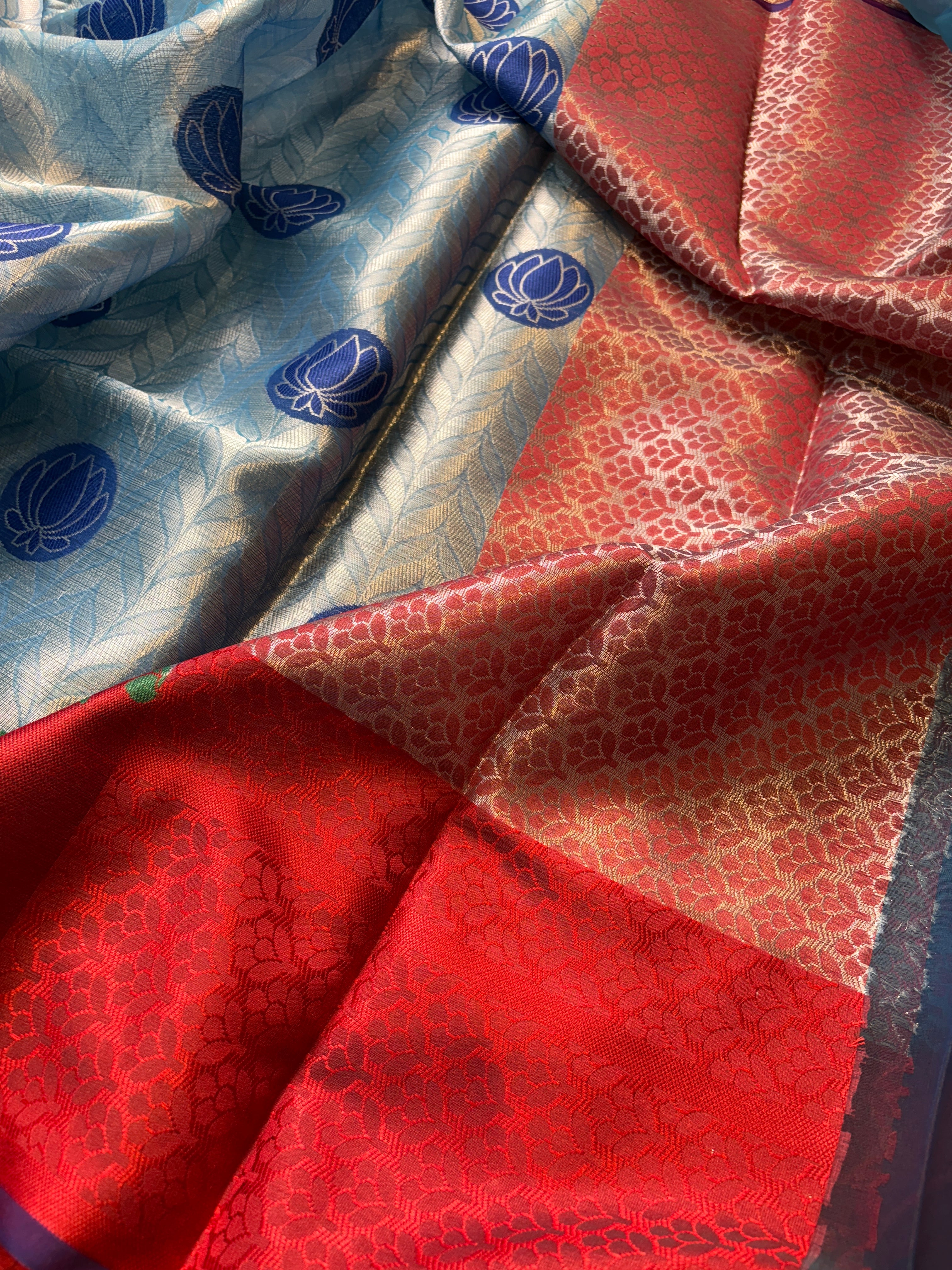 Sky Blue Banarasi Katan Tissue Silk Saree