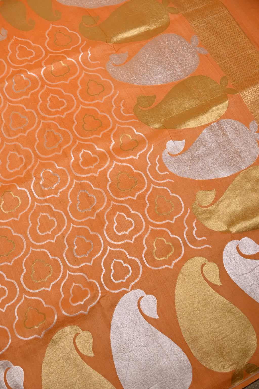 Burnt Orange Pure Banarasi Tussar Georgette Saree